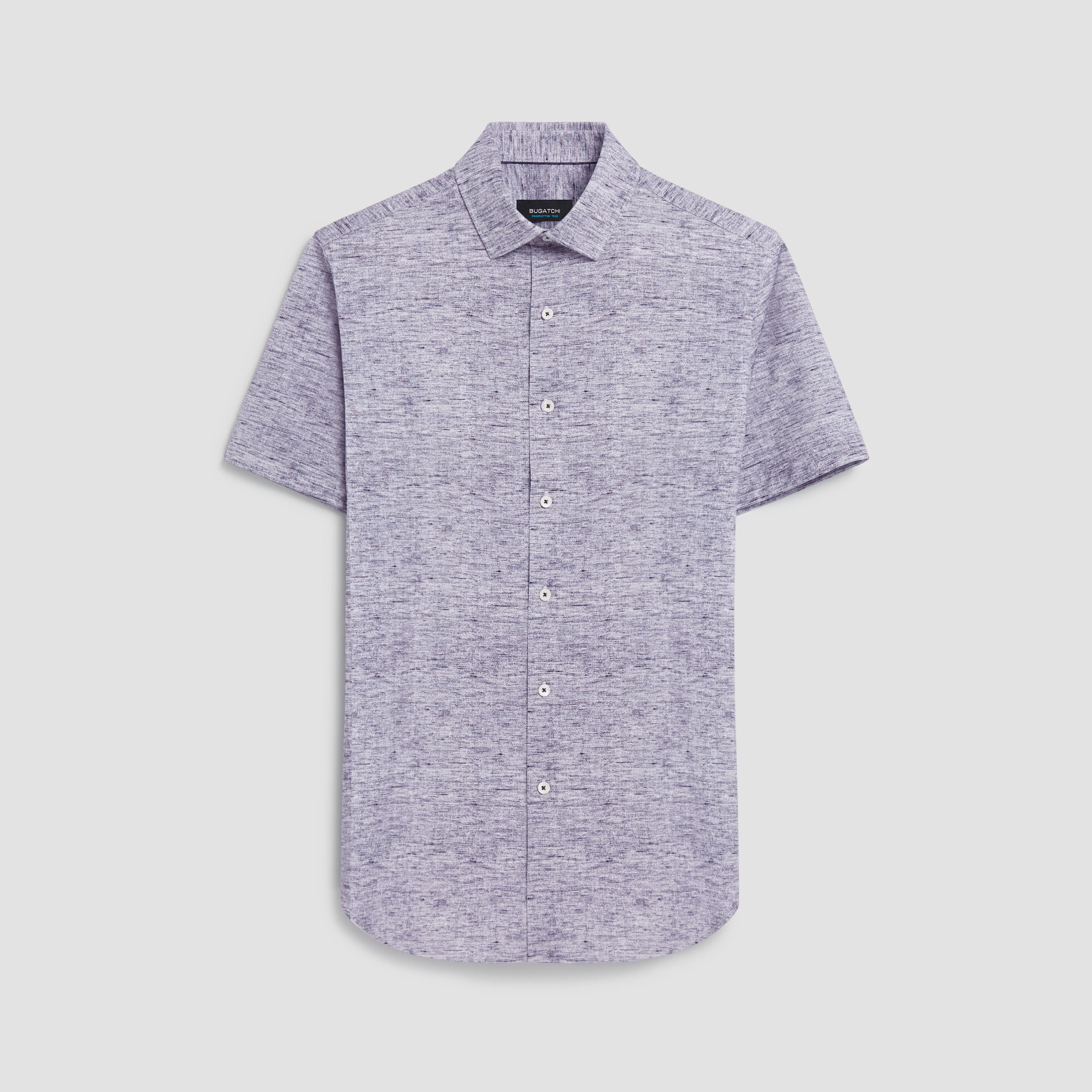 Miles Heather Print OoohCotton Short Sleeve Shirt sold by Bugatchi