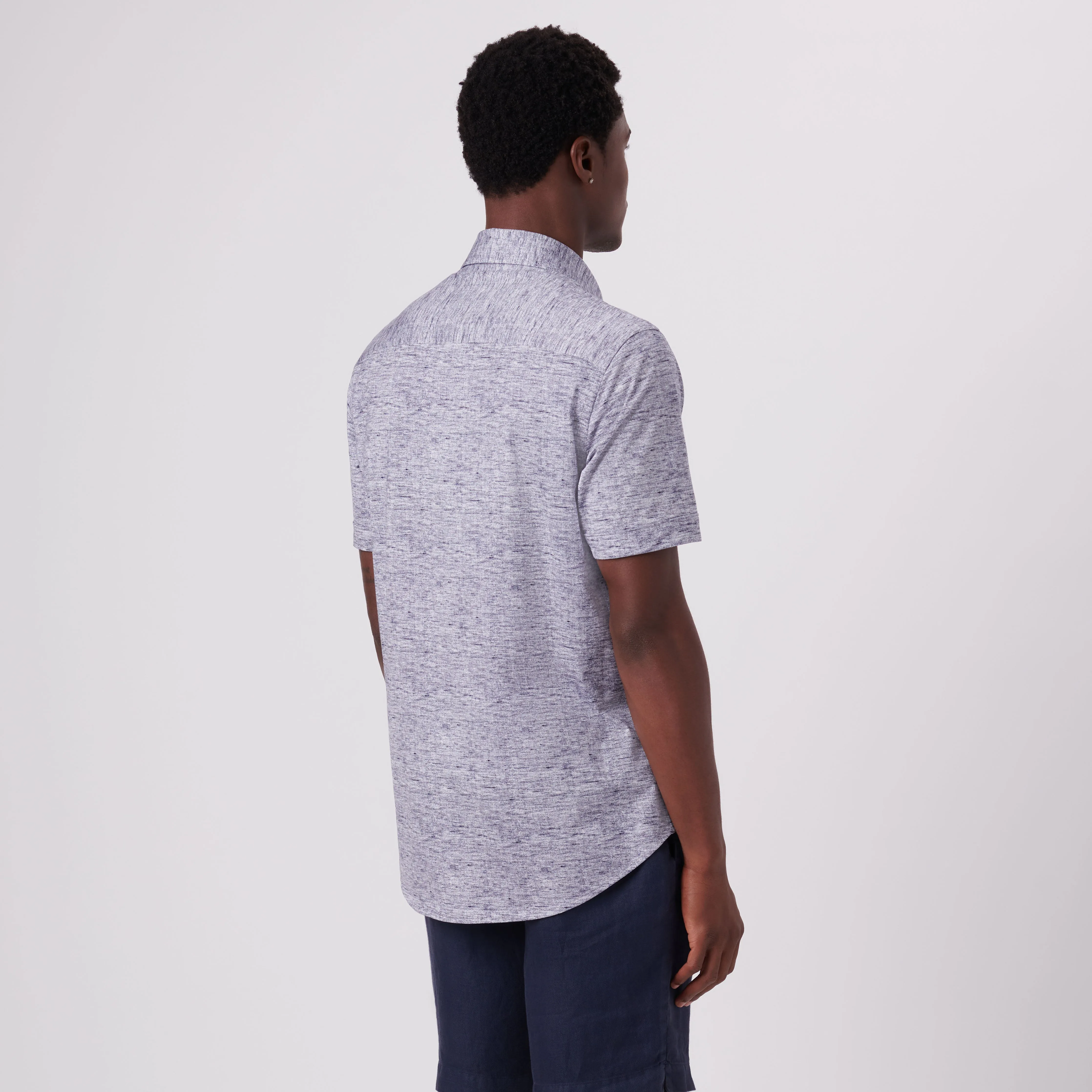 Miles Heather Print OoohCotton Short Sleeve Shirt sold by Bugatchi product image thumbnail 4