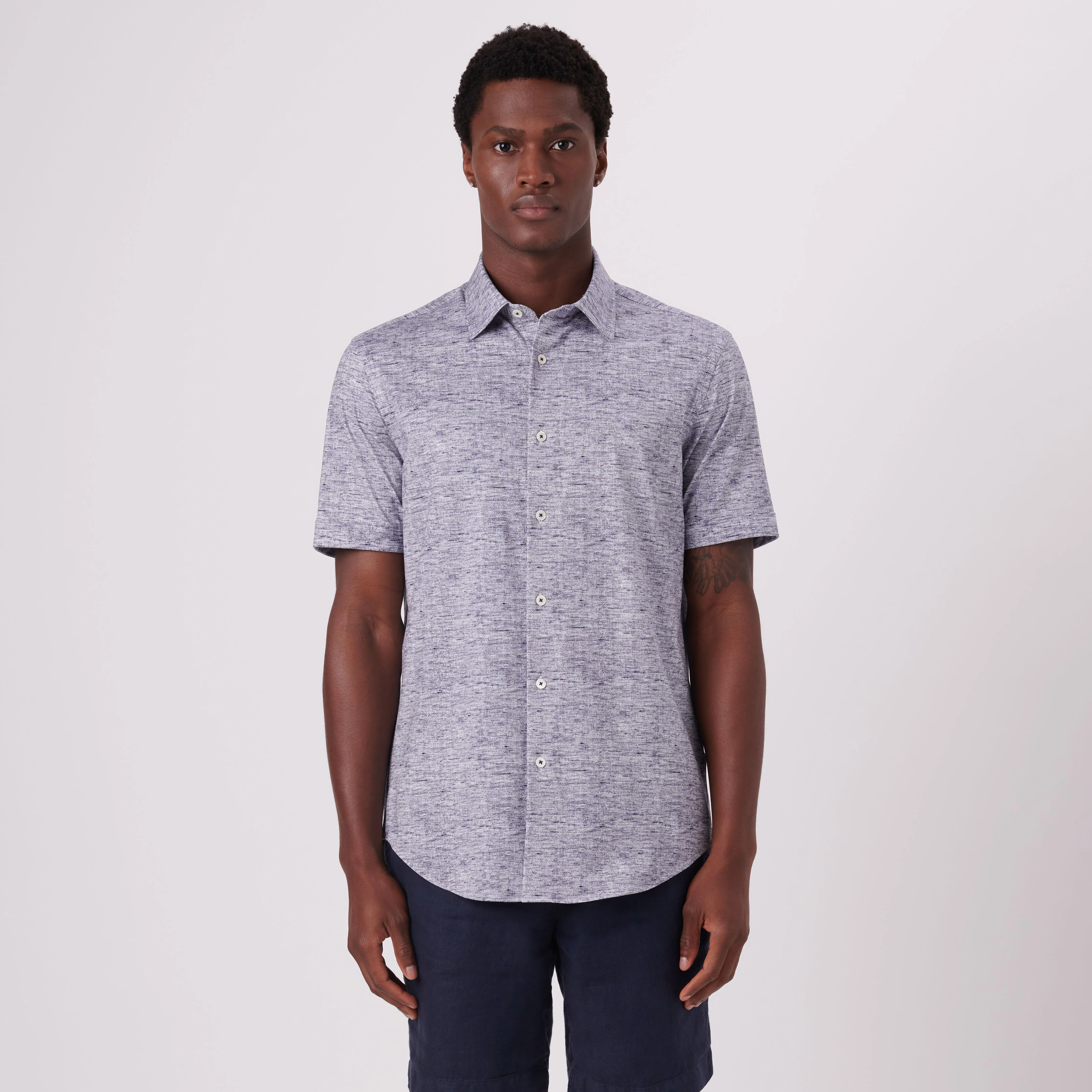 Miles Heather Print OoohCotton Short Sleeve Shirt sold by Bugatchi product image thumbnail 2