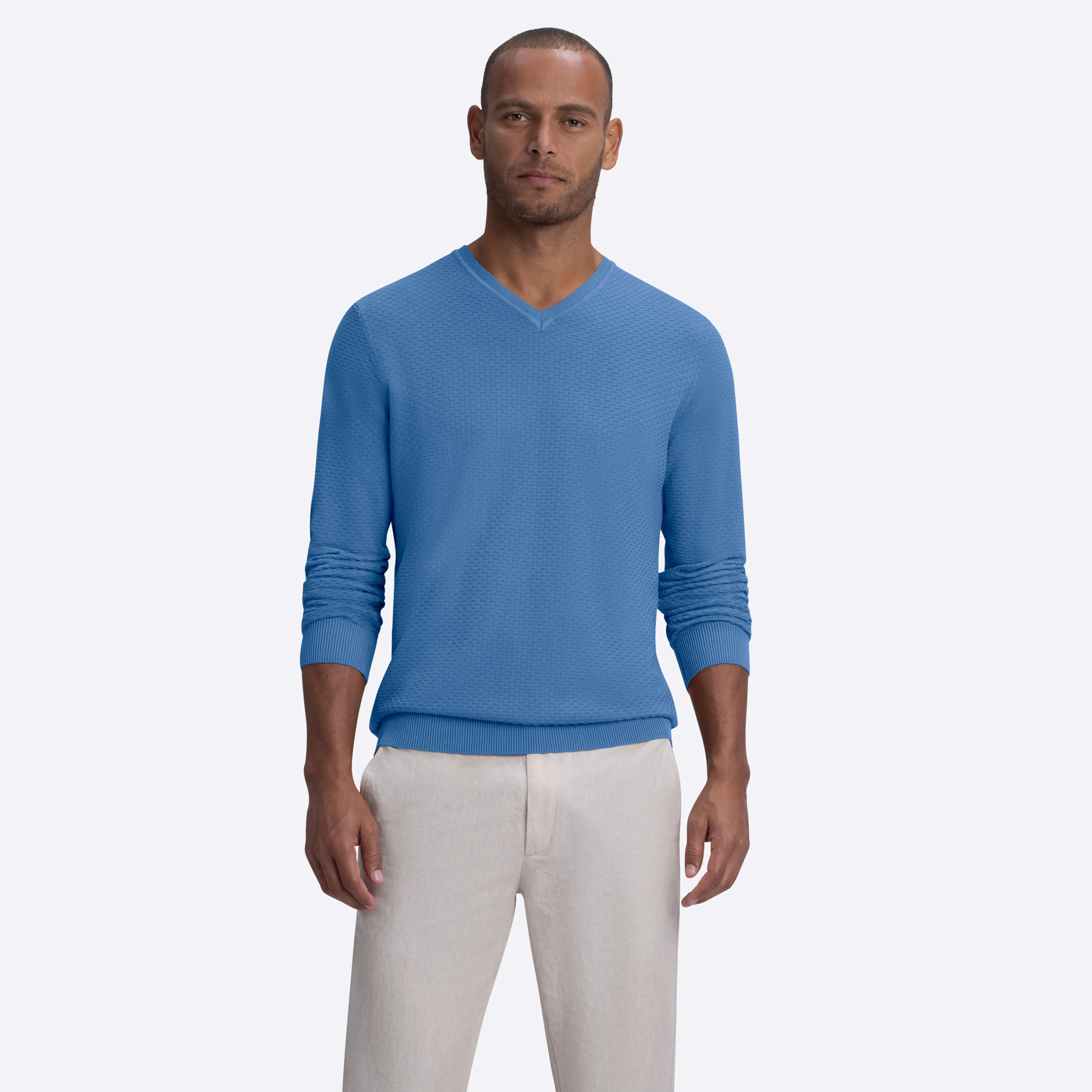 Basketweave V-Neck Sweater sold by Bugatchi product image thumbnail 2