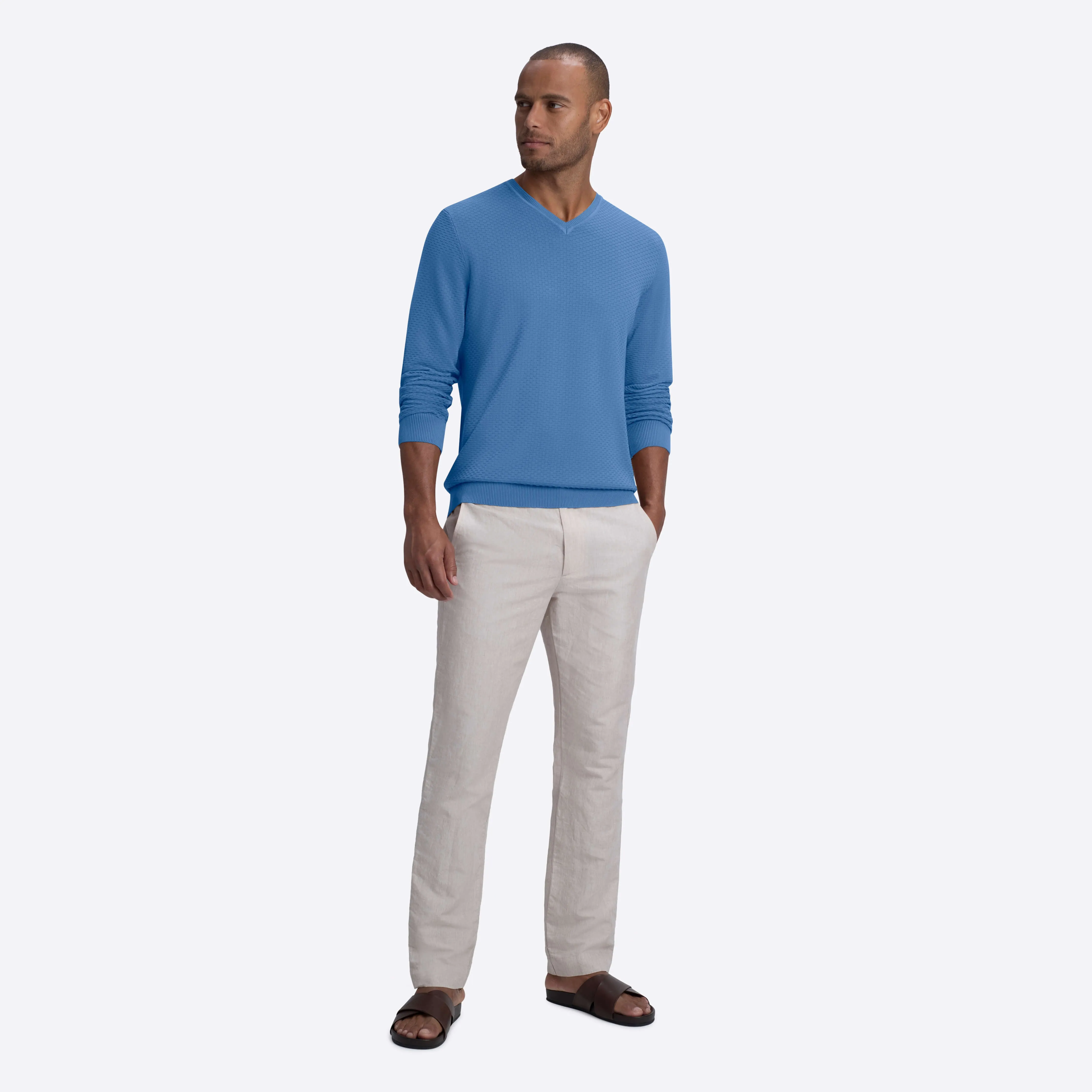Basketweave V-Neck Sweater sold by Bugatchi product image thumbnail 5