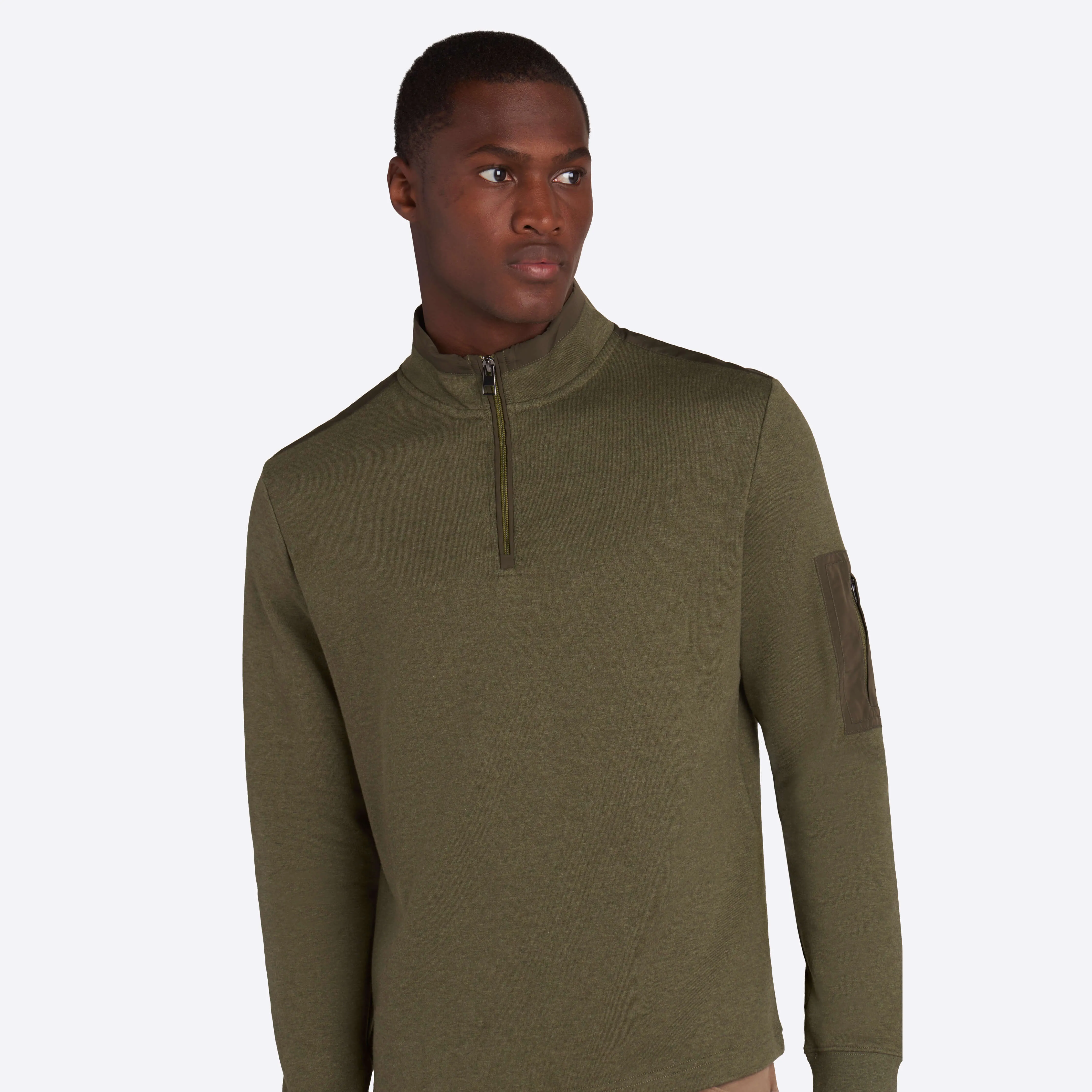 Heather Quarter Zip Mock Neck Pullover sold by Bugatchi product image thumbnail 3