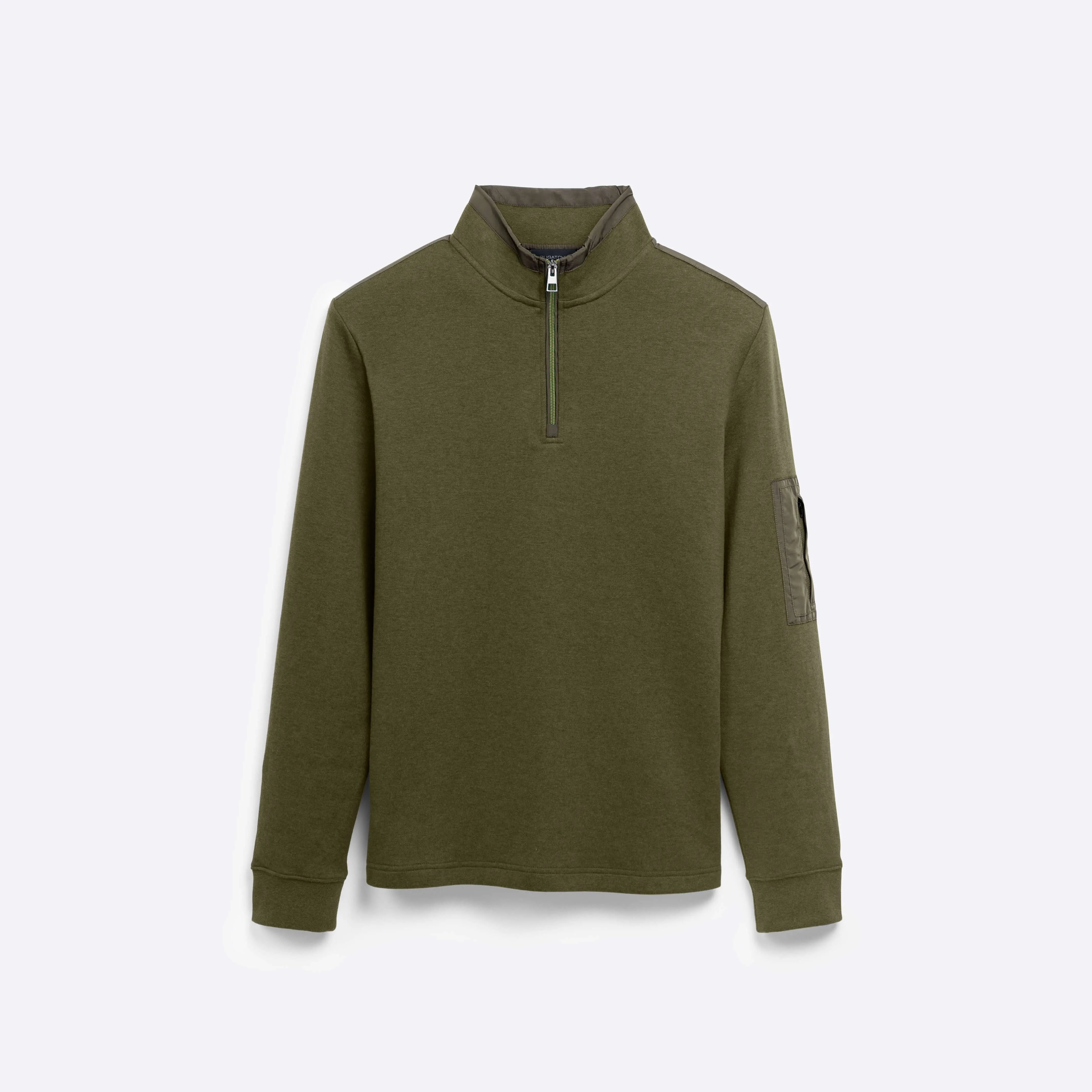 Heather Quarter Zip Mock Neck Pullover sold by Bugatchi