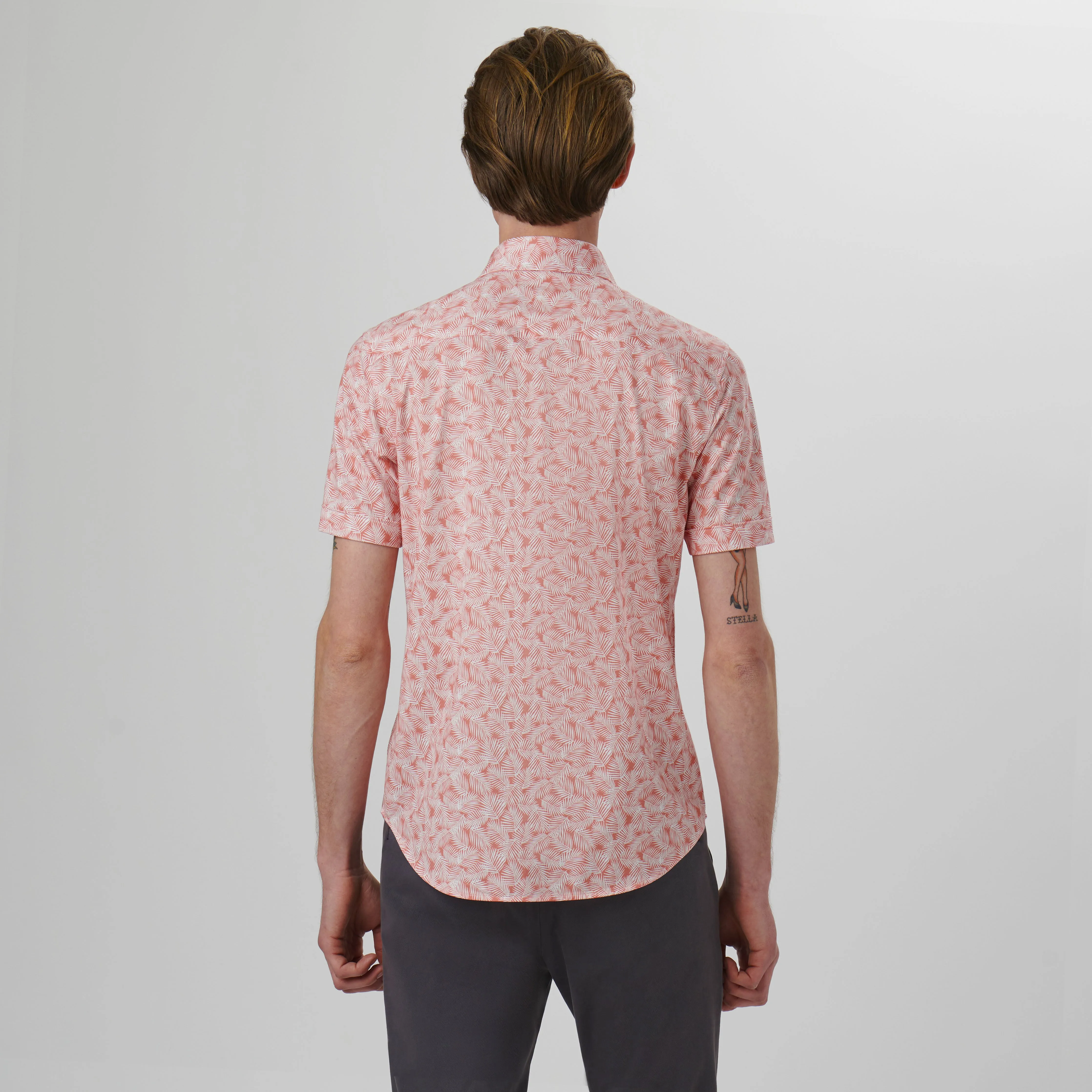 Miles Leaf Print OoohCotton Short Sleeve Shirt sold by Bugatchi product image thumbnail 4