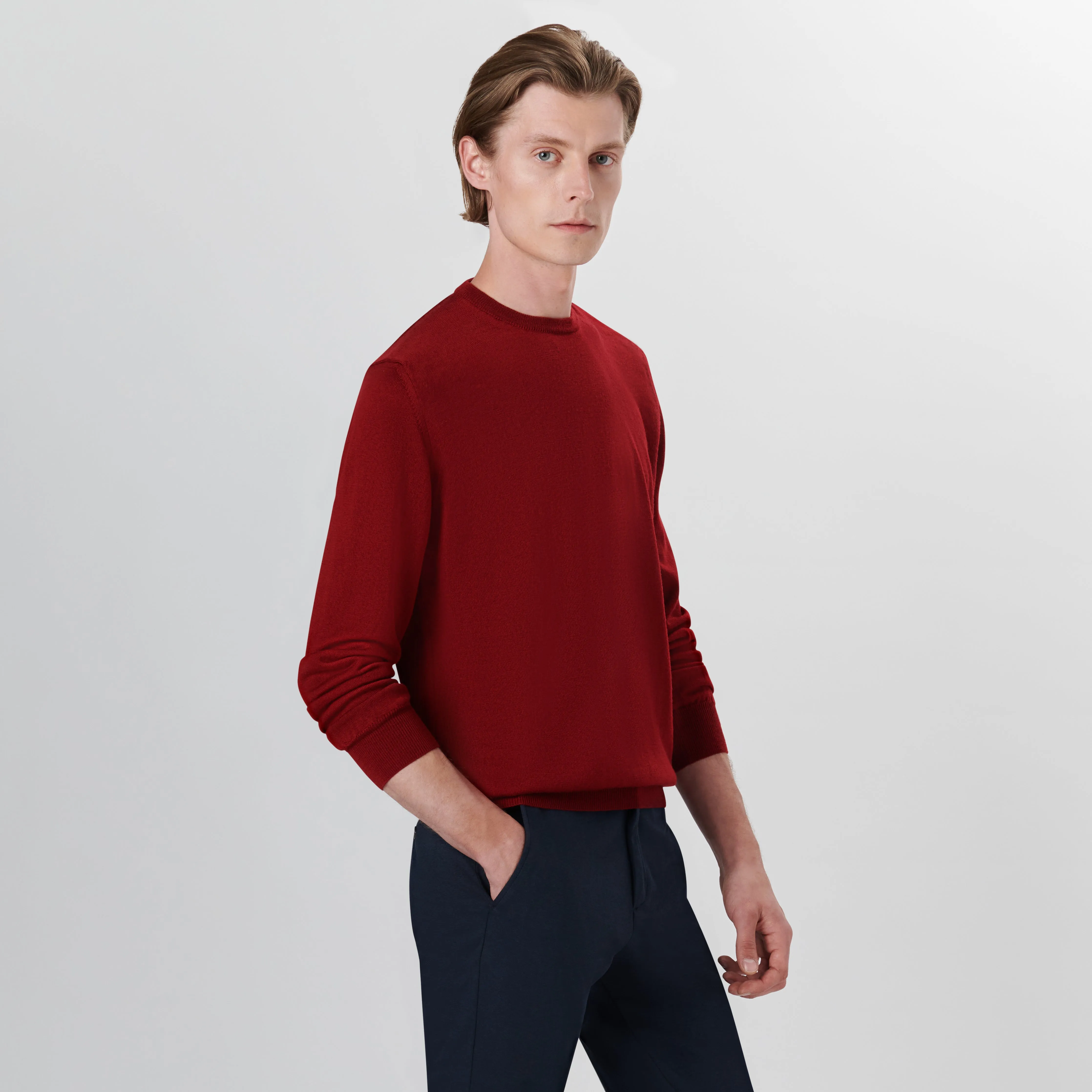 Super Merino Crew Neck Solid Sweater sold by Bugatchi product image thumbnail 3