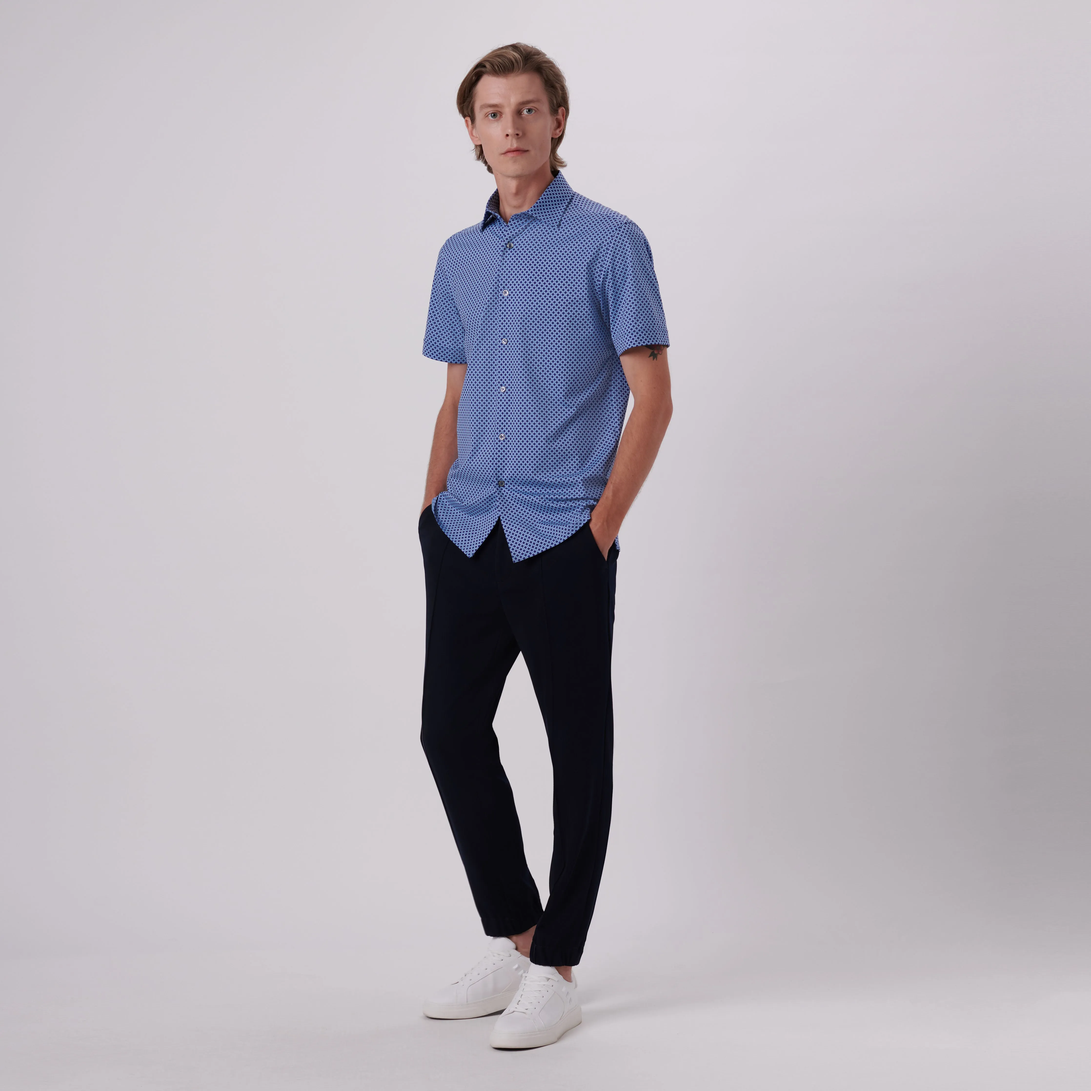 Milo Geometric Print OoohCotton Short Sleeve Shirt sold by Bugatchi product image thumbnail 5