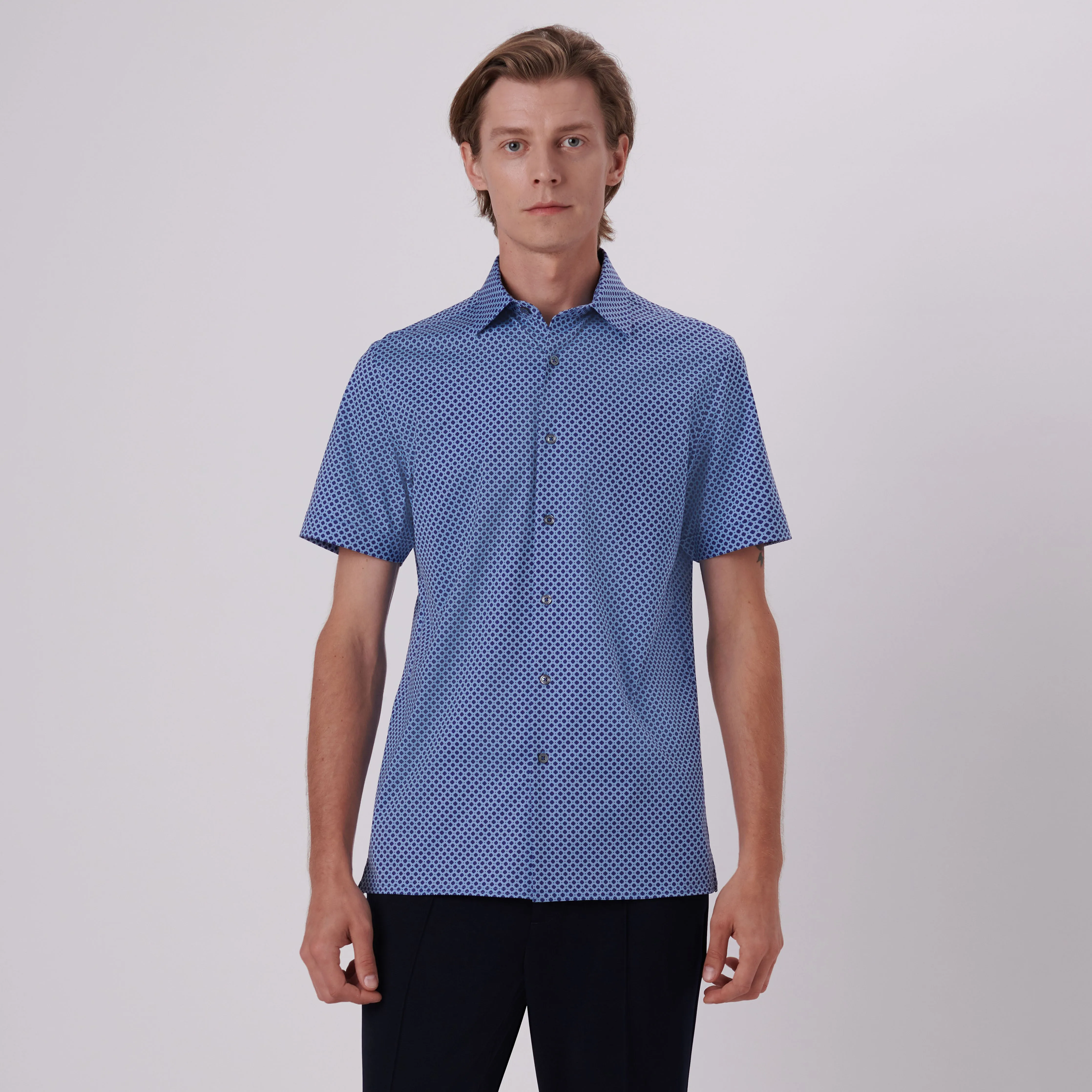 Milo Geometric Print OoohCotton Short Sleeve Shirt sold by Bugatchi product image thumbnail 2