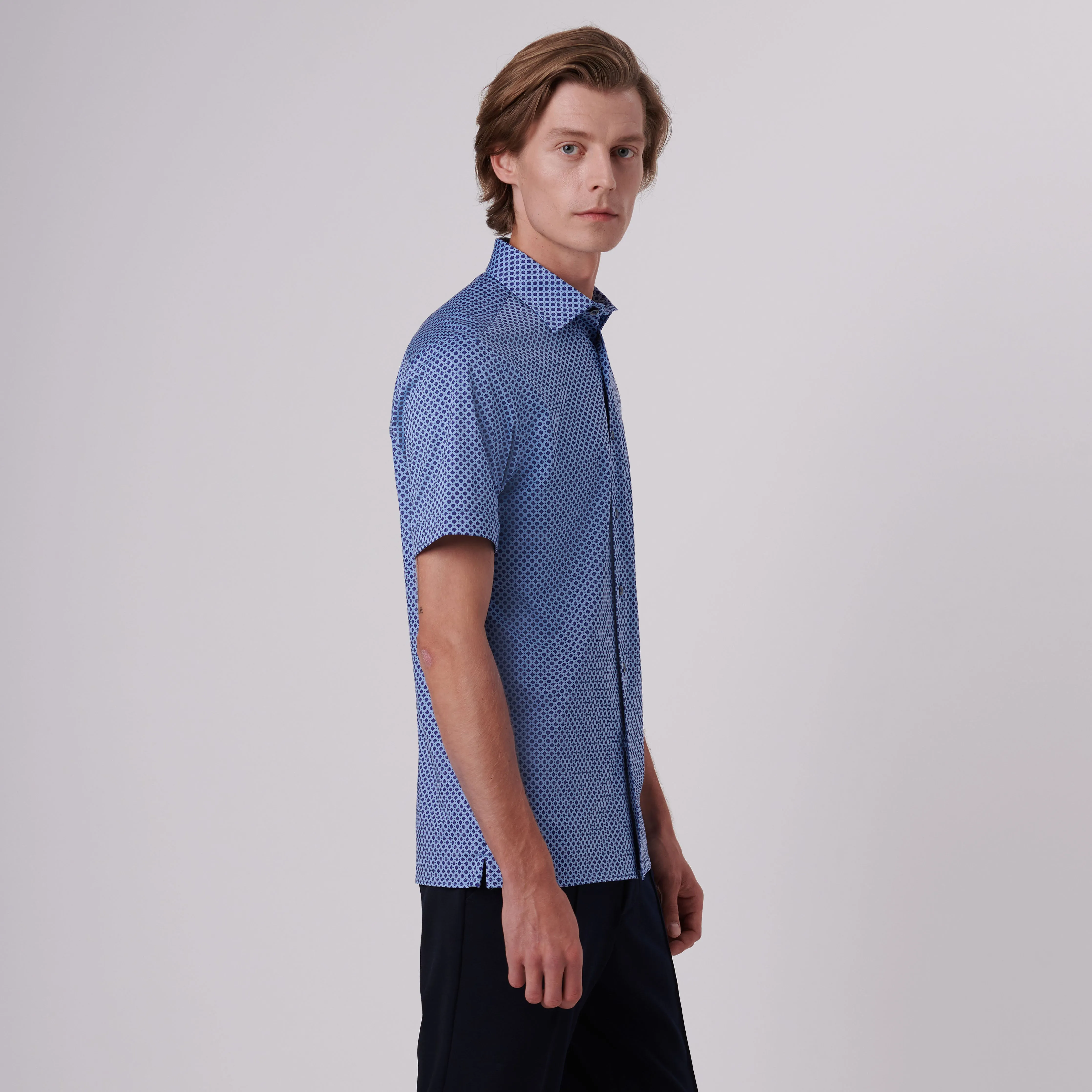 Milo Geometric Print OoohCotton Short Sleeve Shirt sold by Bugatchi product image thumbnail 3