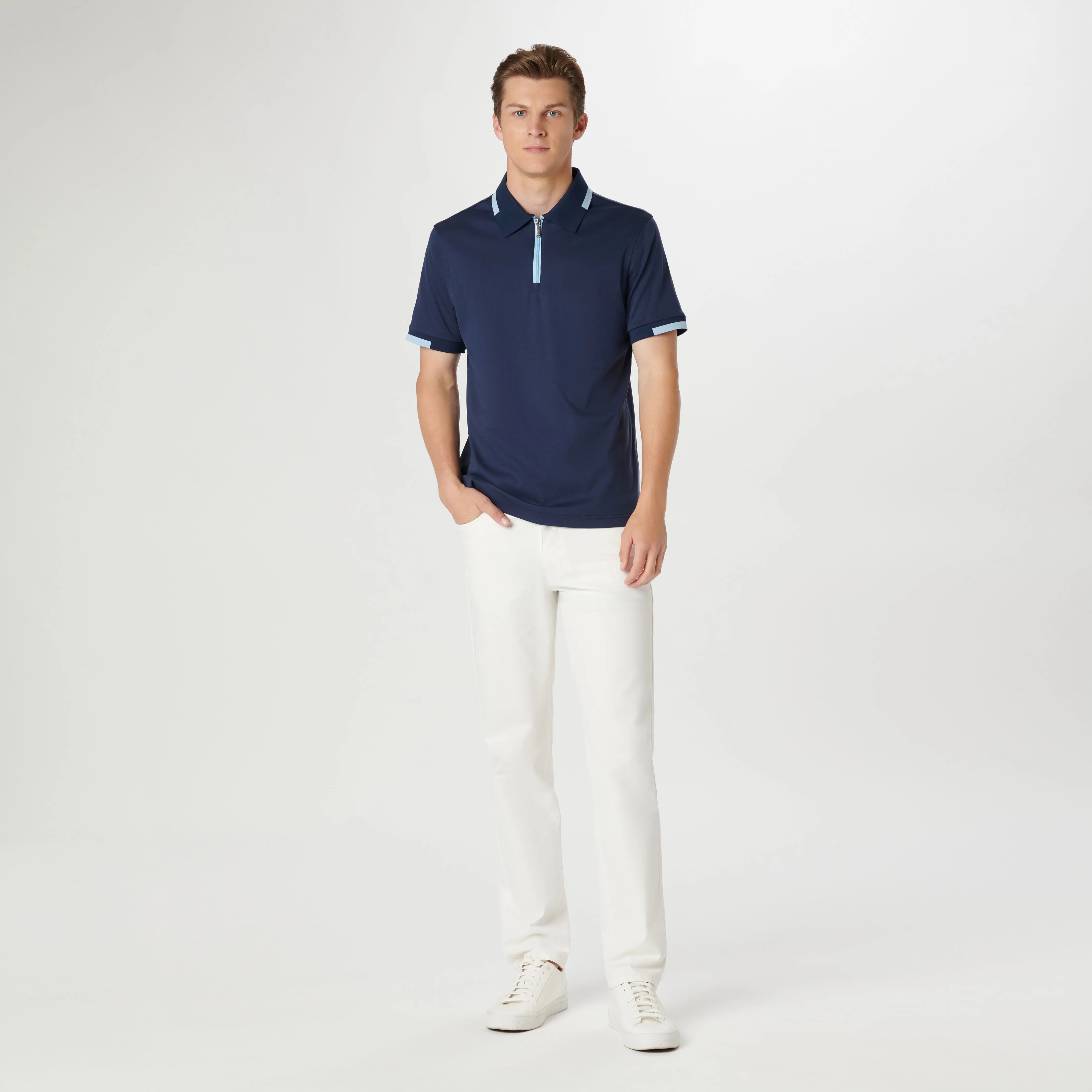 Tipped Quarter Zip Polo sold by Bugatchi product image thumbnail 5
