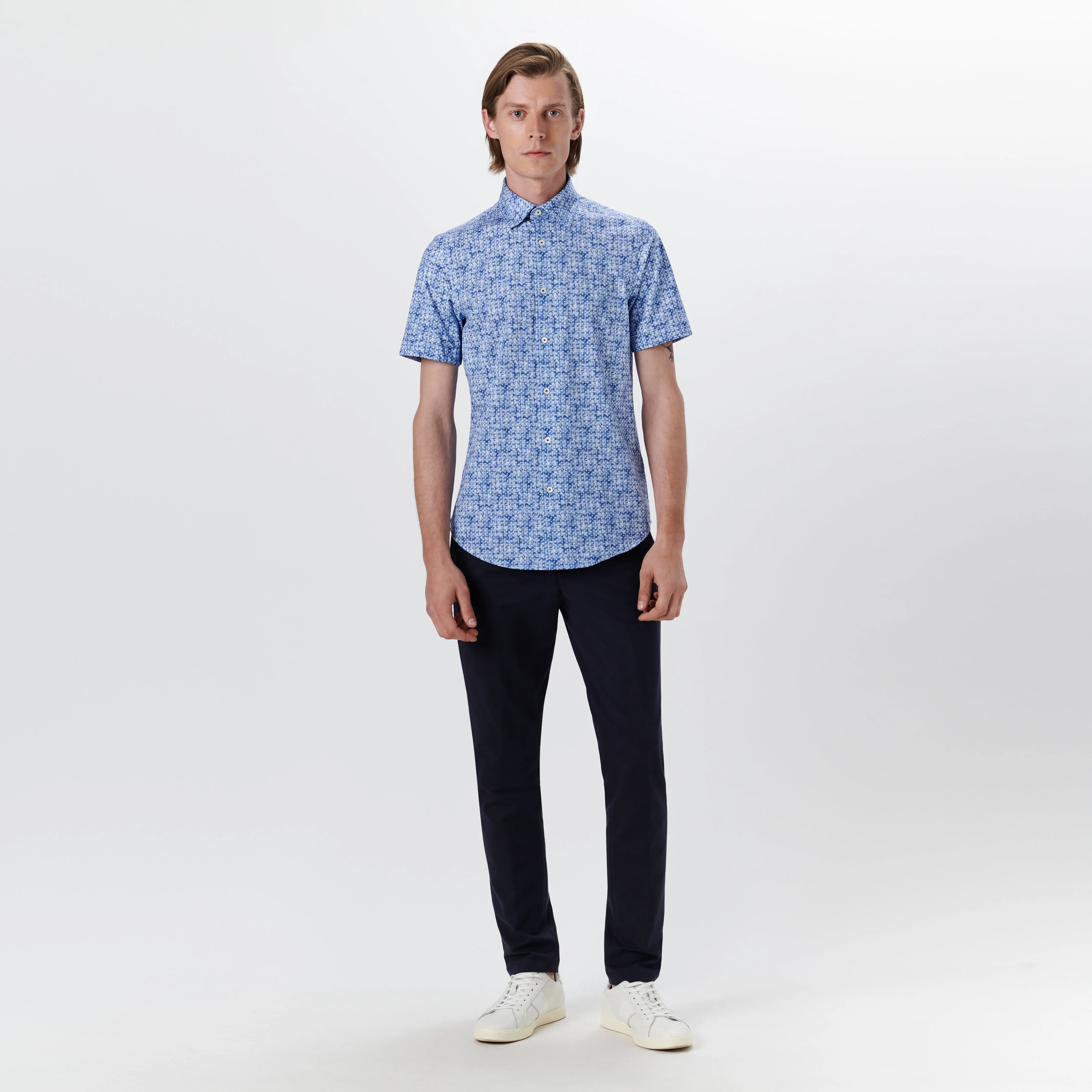 Miles Diamond Print OoohCotton Short Sleeve Shirt sold by Bugatchi product image thumbnail 5