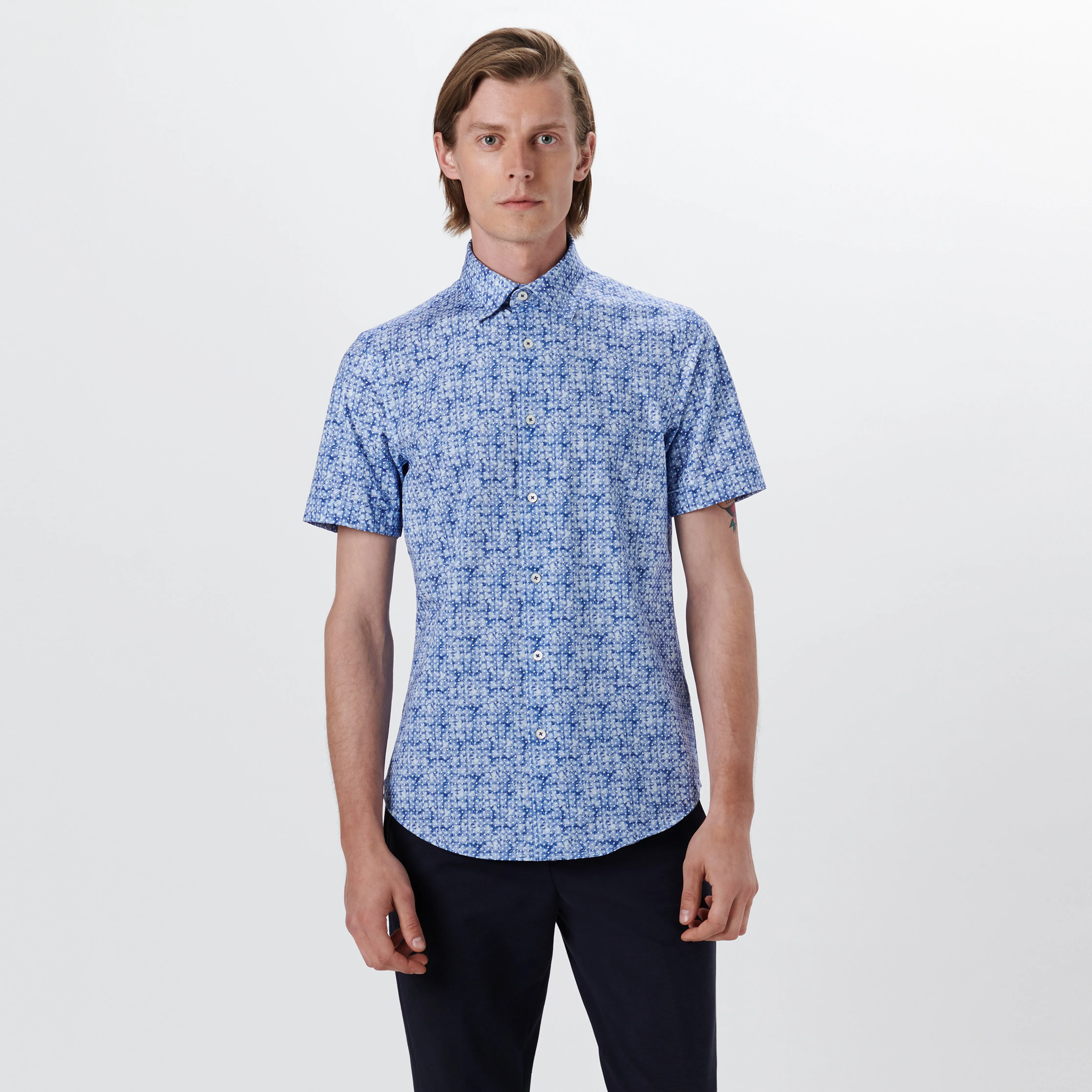Miles Diamond Print OoohCotton Short Sleeve Shirt sold by Bugatchi product image thumbnail 2