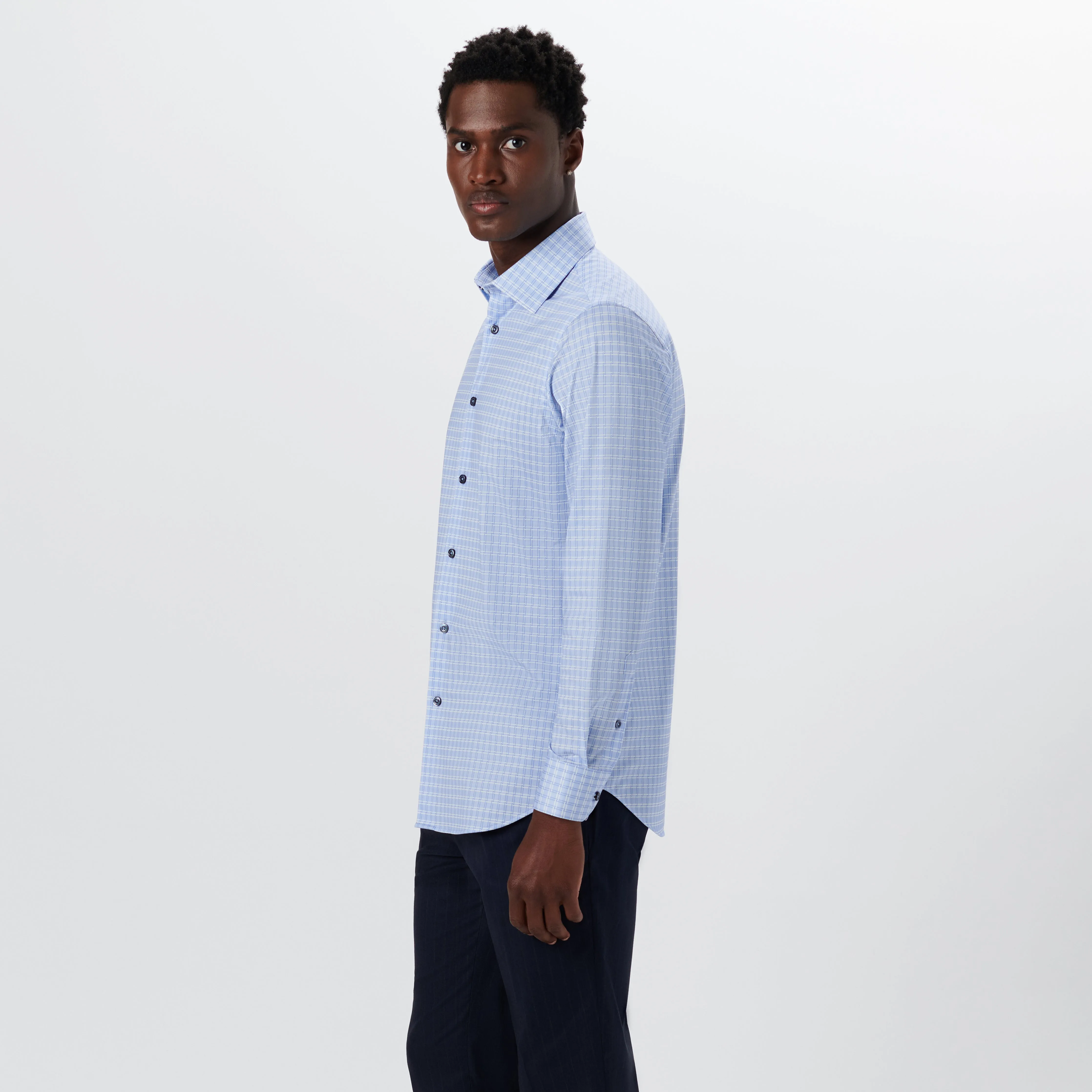 JAMES Basketweave Check OoohCotton Shirt sold by Bugatchi product image thumbnail 3