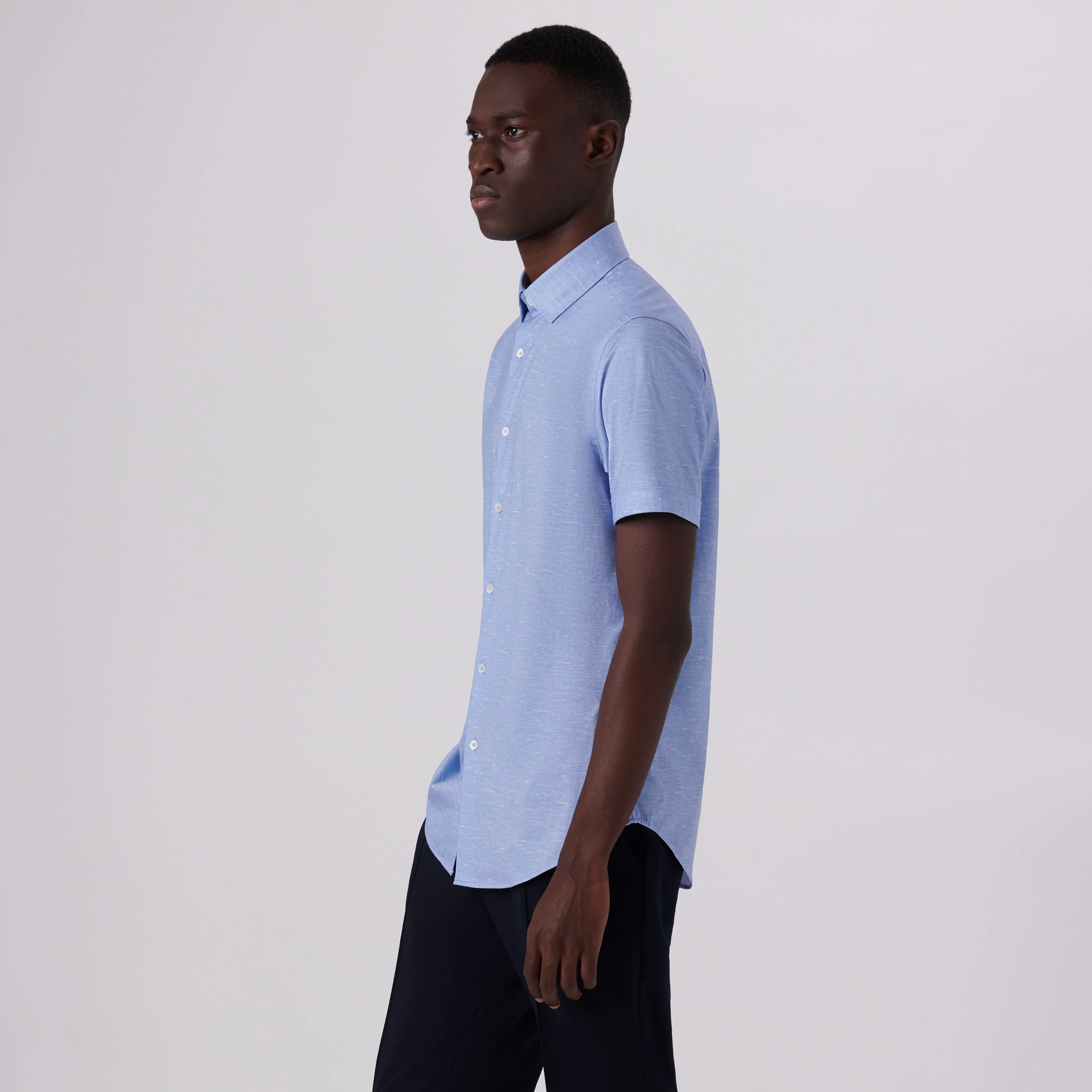 Miles Heather Print OoohCotton Short Sleeve Shirt sold by Bugatchi product image thumbnail 3