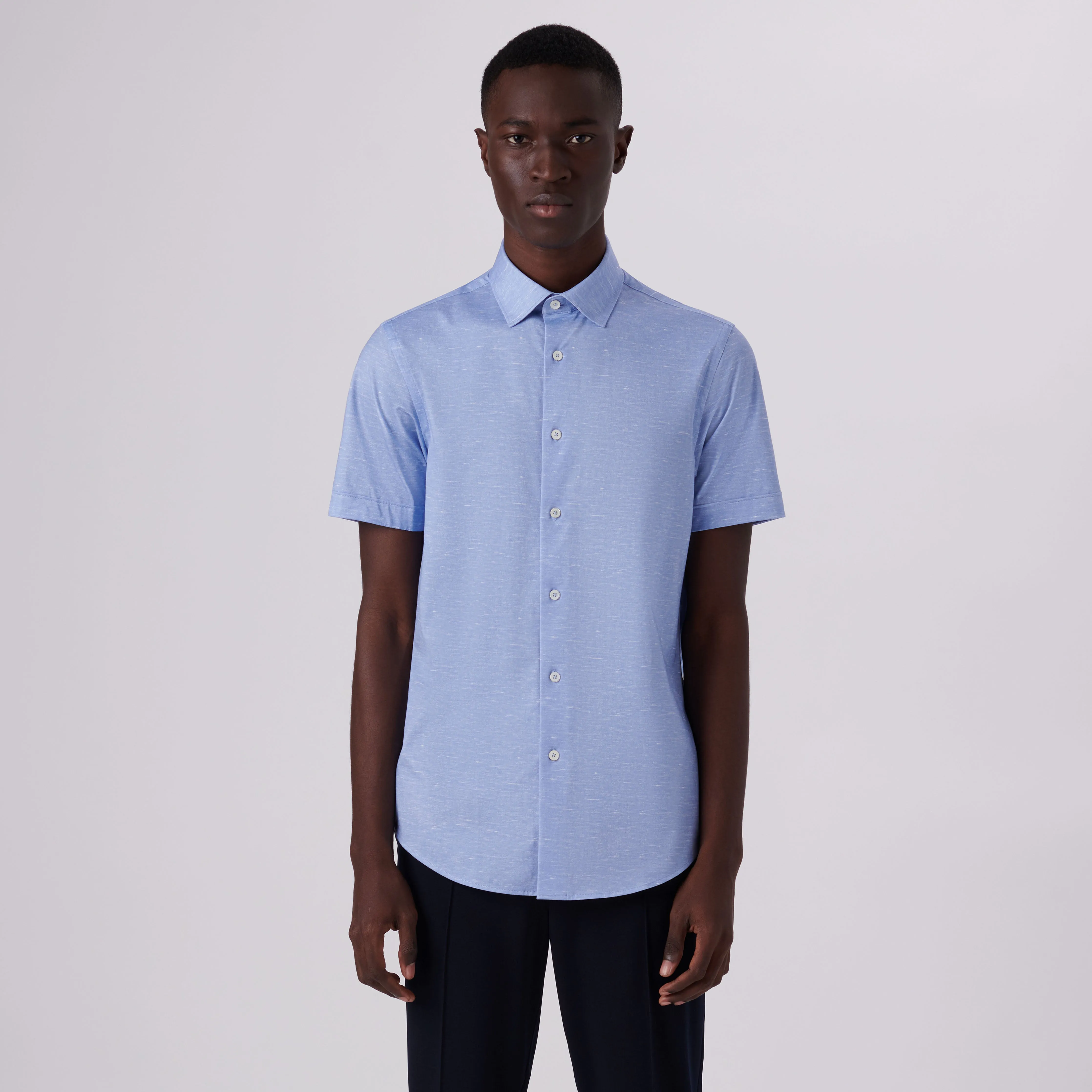 Miles Heather Print OoohCotton Short Sleeve Shirt sold by Bugatchi product image thumbnail 2
