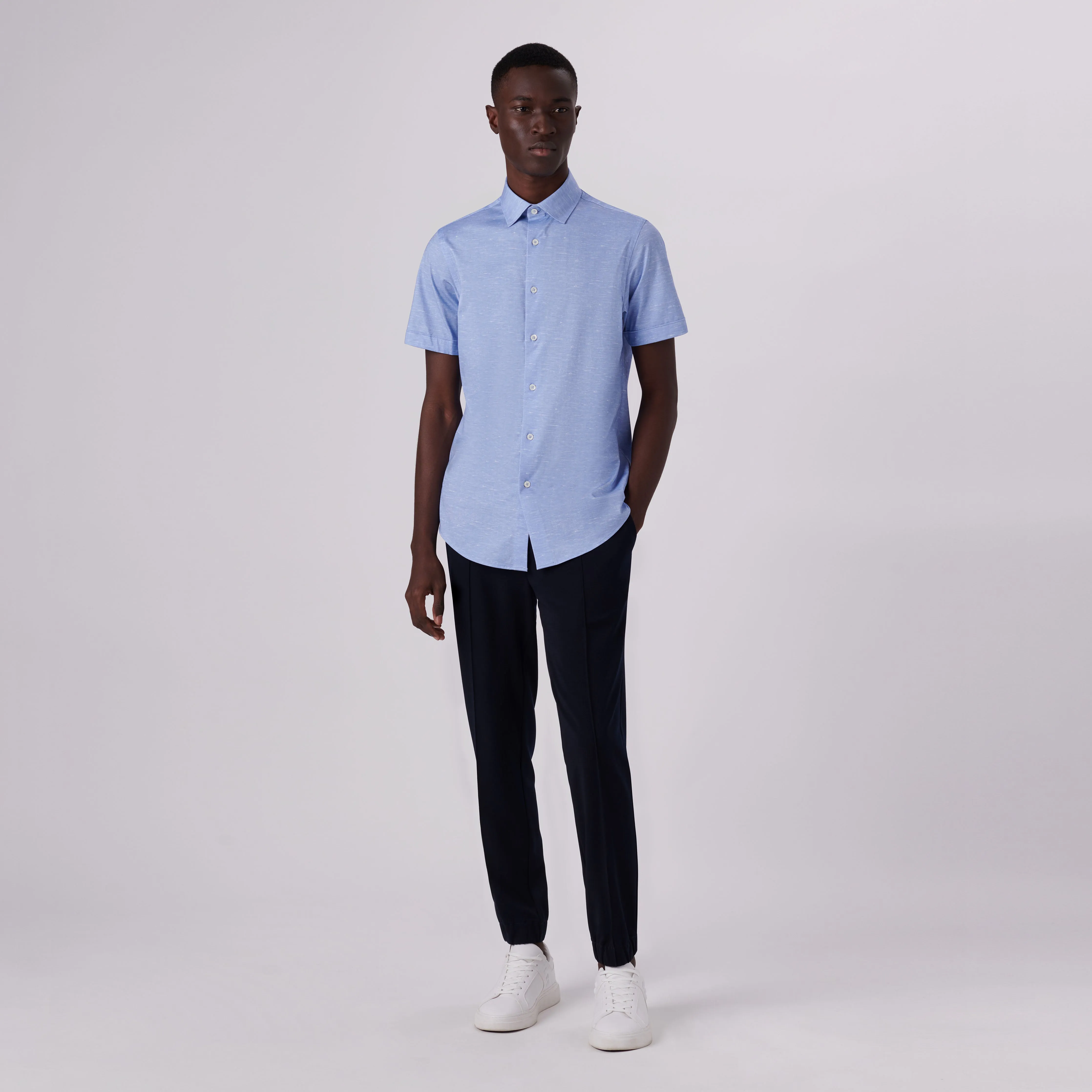 Miles Heather Print OoohCotton Short Sleeve Shirt sold by Bugatchi product image thumbnail 5