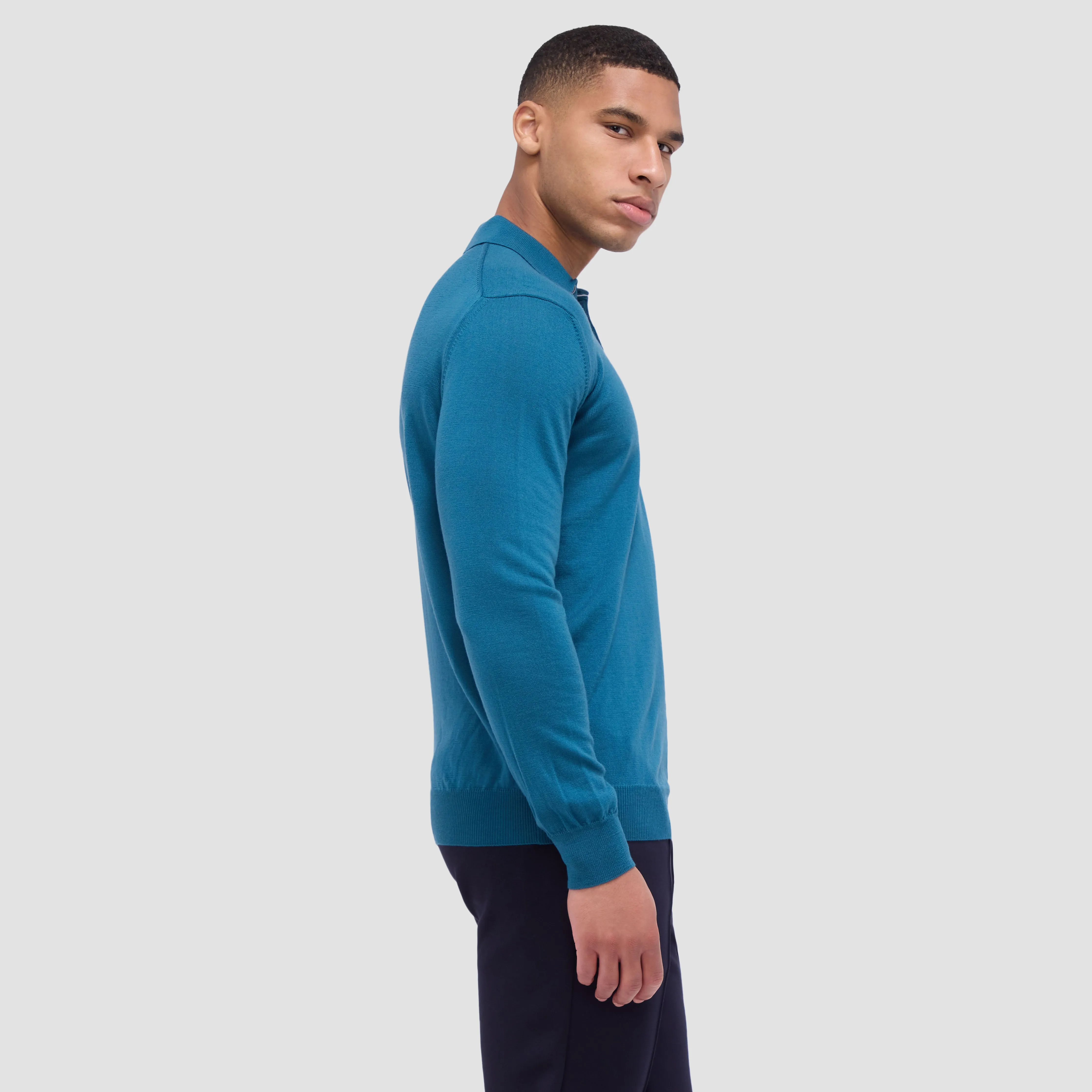 Super Merino Solid Polo Sweater sold by Bugatchi product image thumbnail 3