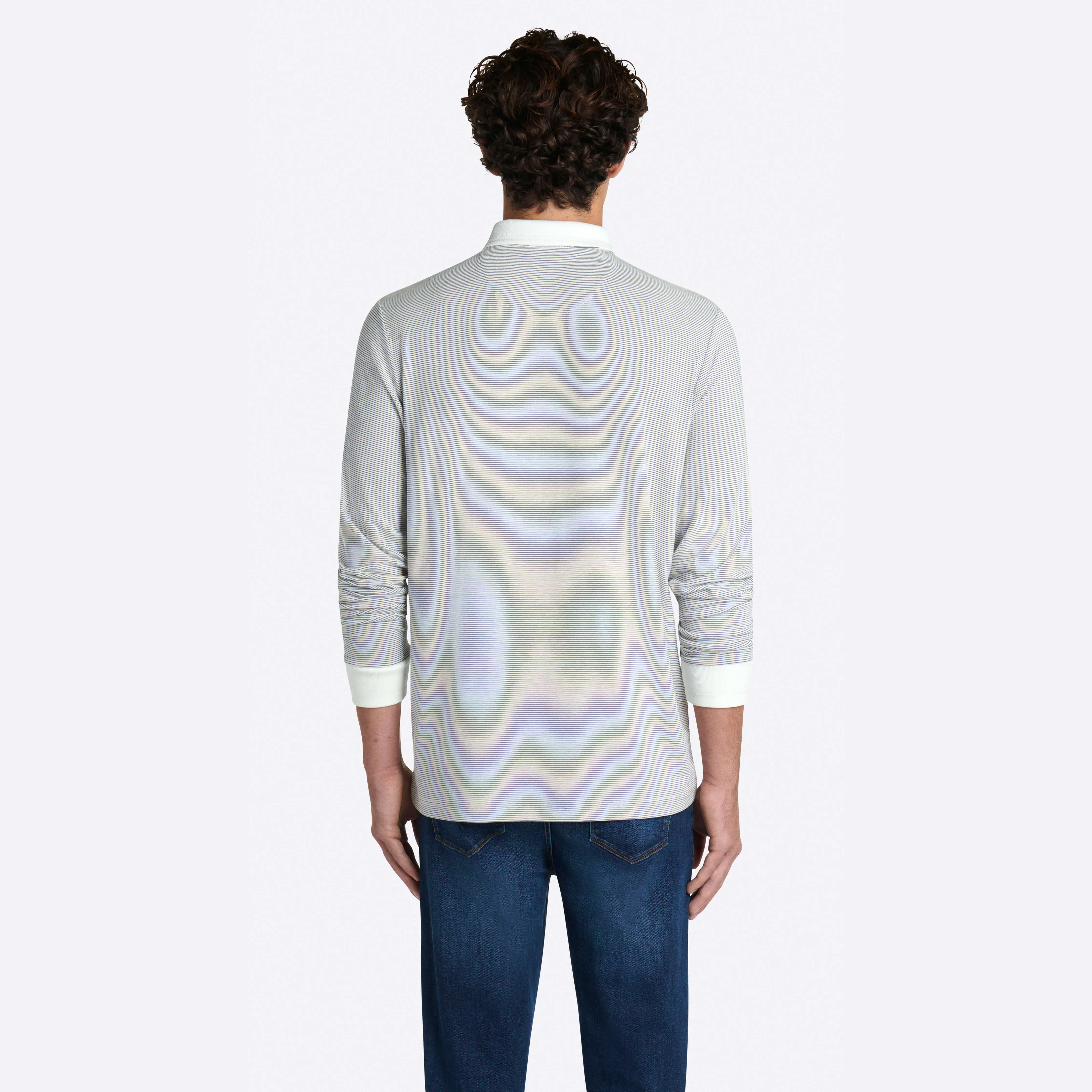 Hairline Stripe Quarter Zip Mock Neck Pullover sold by Bugatchi product image thumbnail 5