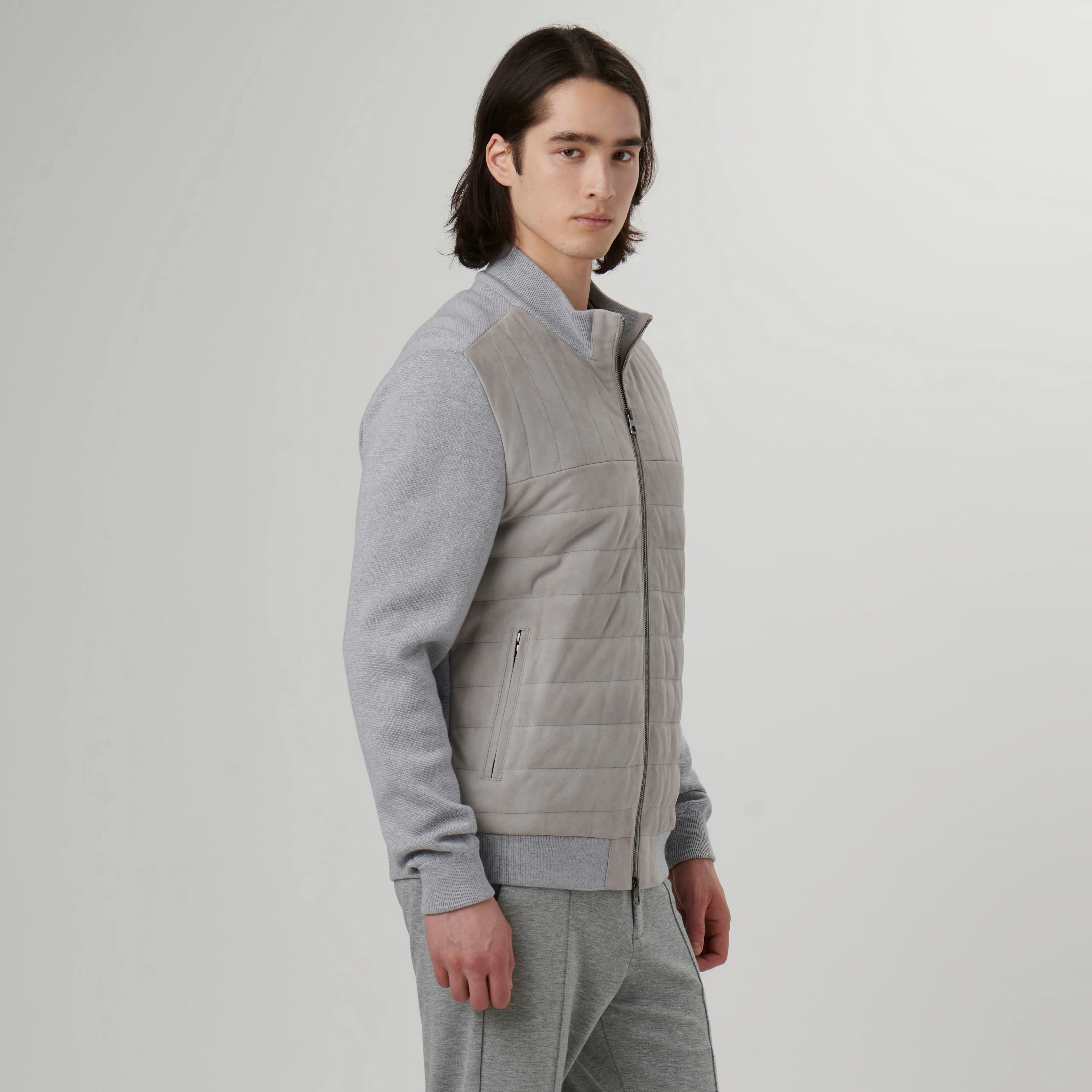 Suede and Wool Sweater Jacket sold by Bugatchi product image thumbnail 3