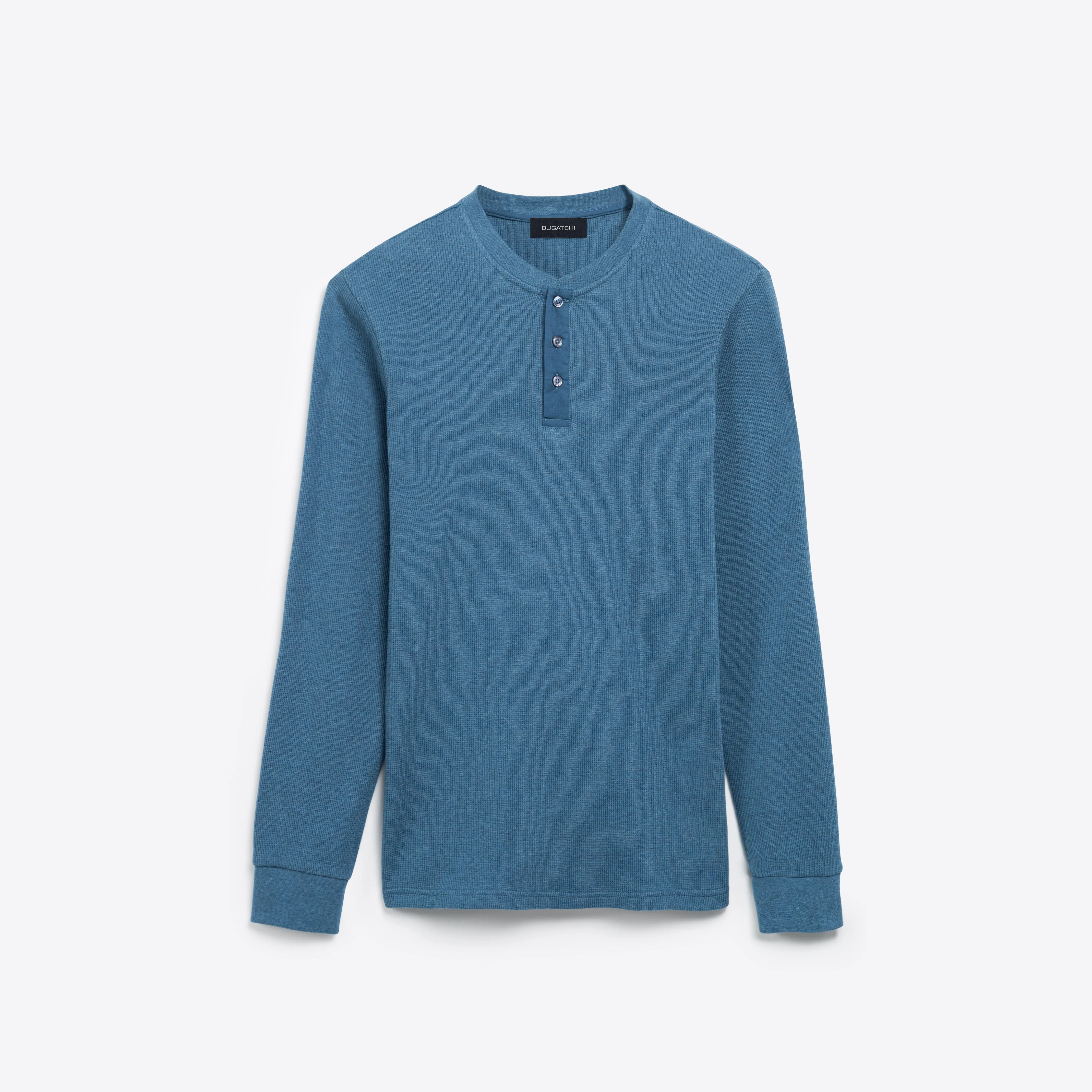 COMFORT Heather Waffle Knit Three Button Henley sold by Bugatchi
