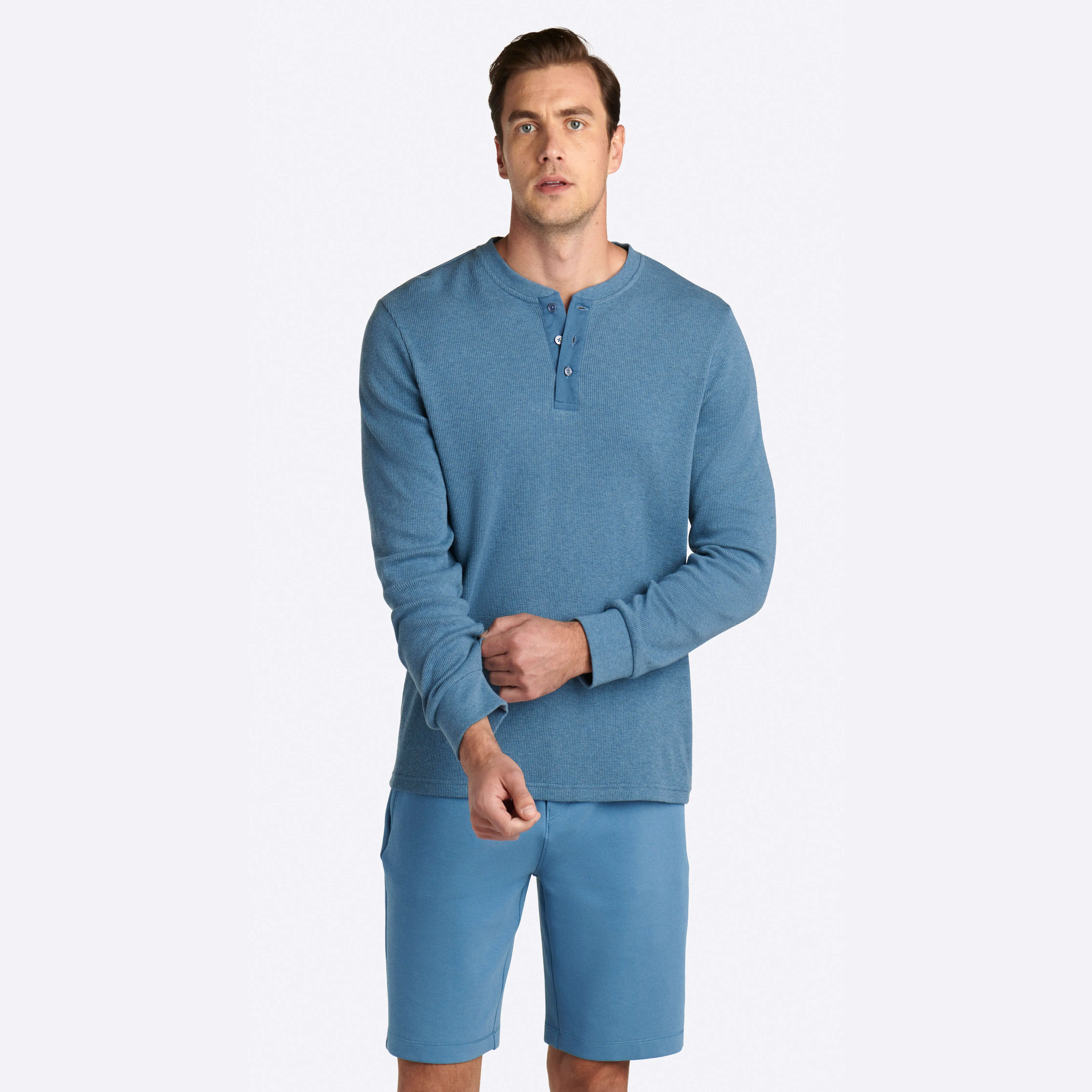 COMFORT Heather Waffle Knit Three Button Henley sold by Bugatchi product image thumbnail 3
