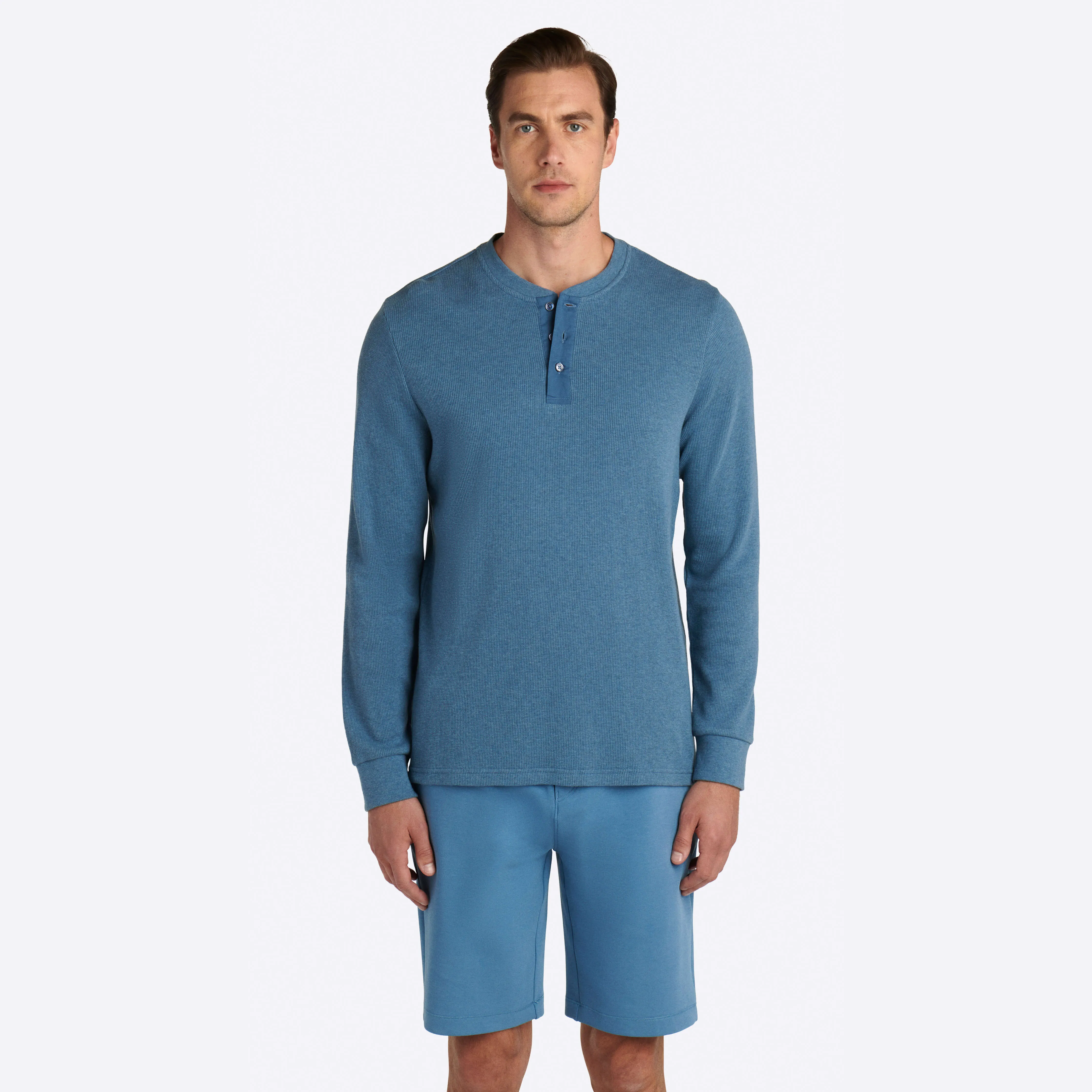 COMFORT Heather Waffle Knit Three Button Henley sold by Bugatchi product image thumbnail 2
