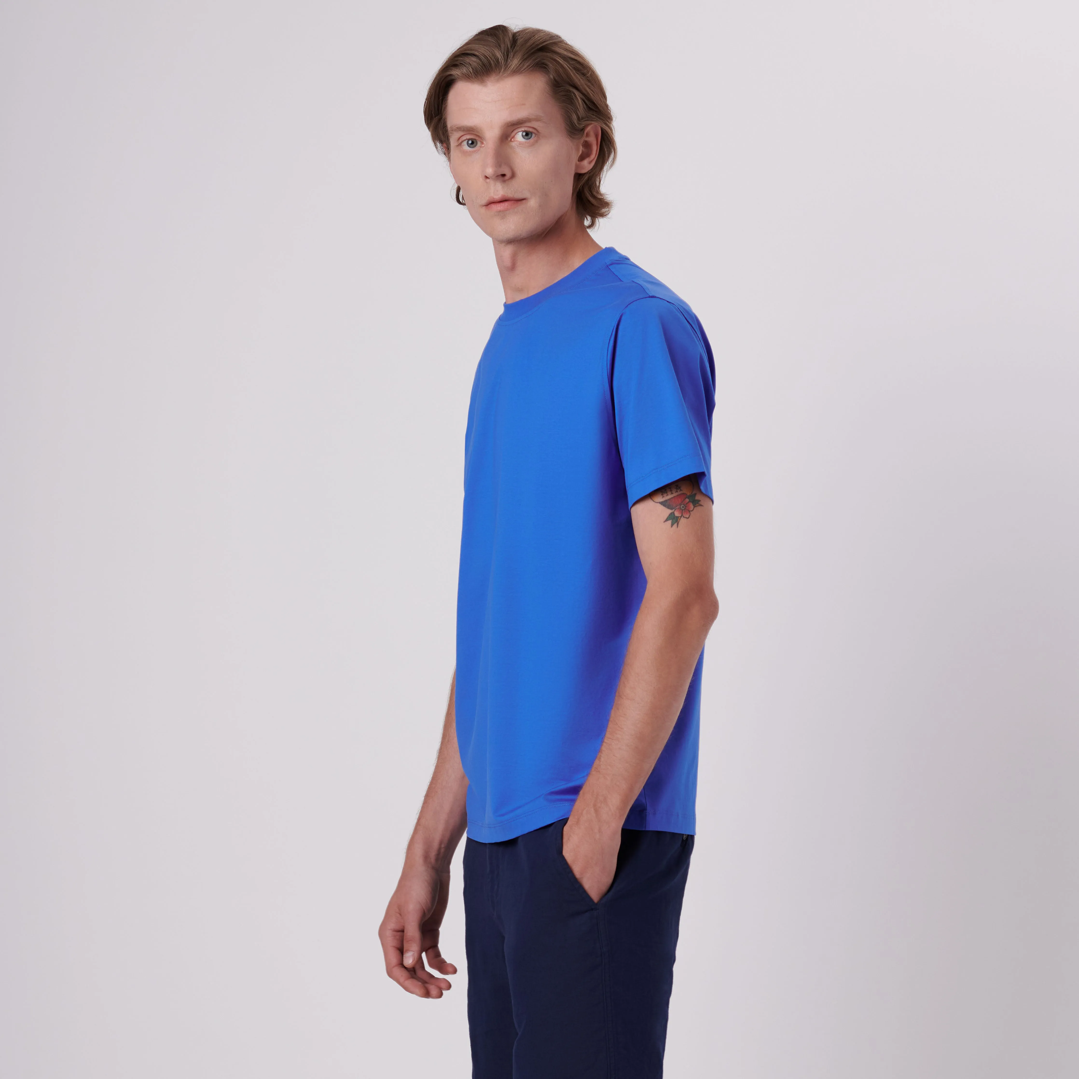 Rufus Solid OoohCotton Crew Neck T-Shirt sold by Bugatchi product image thumbnail 3