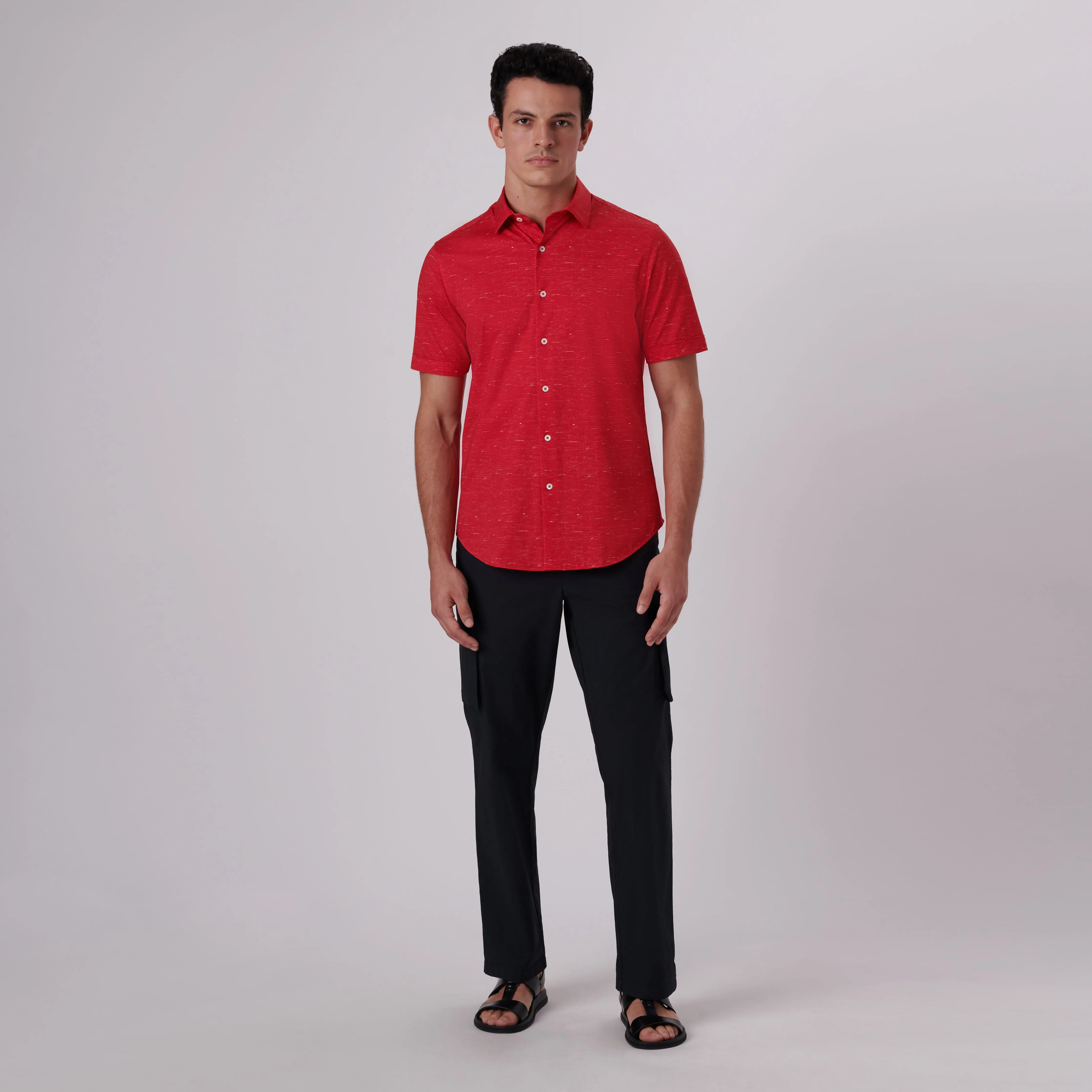 Miles Heather Print OoohCotton Short Sleeve Shirt sold by Bugatchi product image thumbnail 5