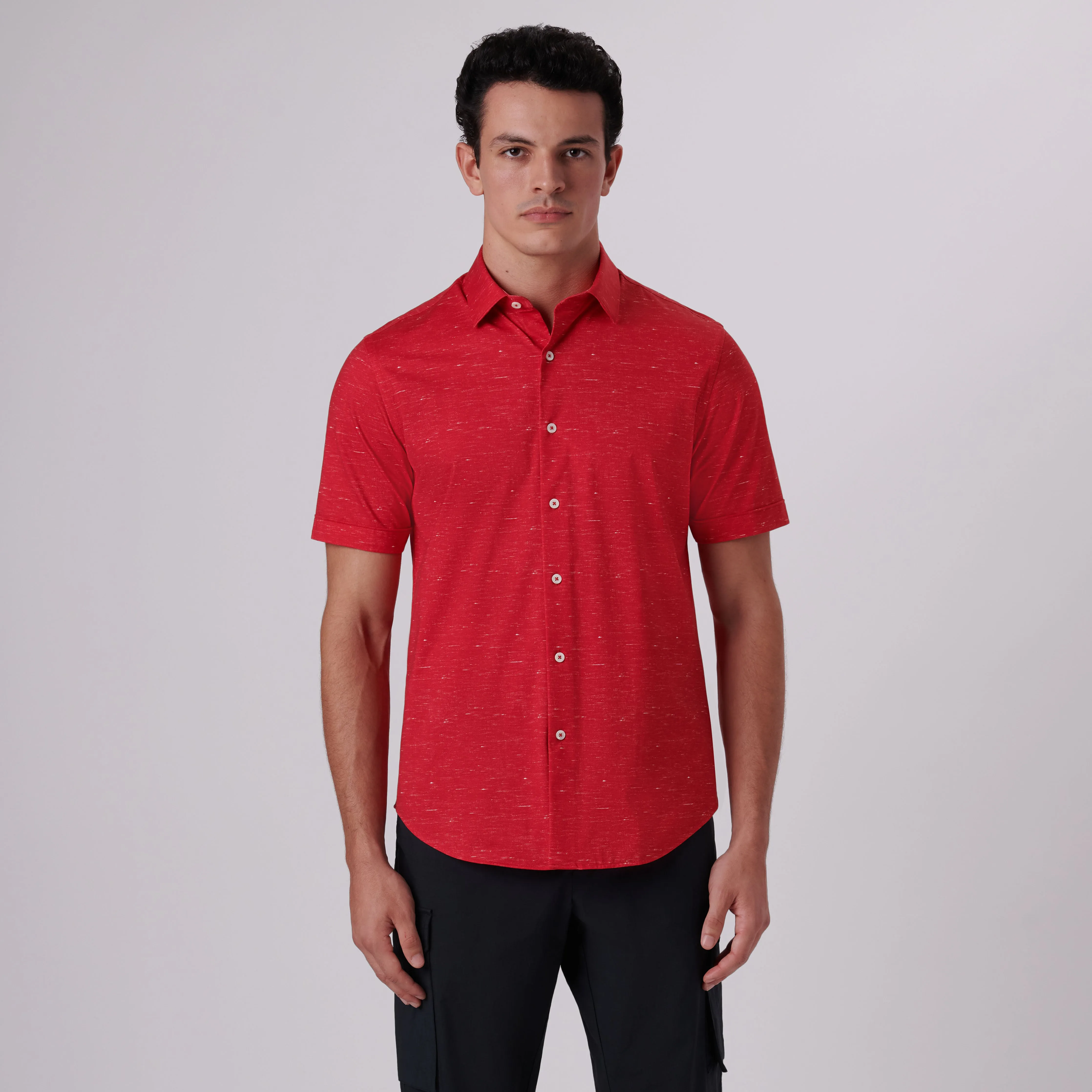 Miles Heather Print OoohCotton Short Sleeve Shirt sold by Bugatchi product image thumbnail 2