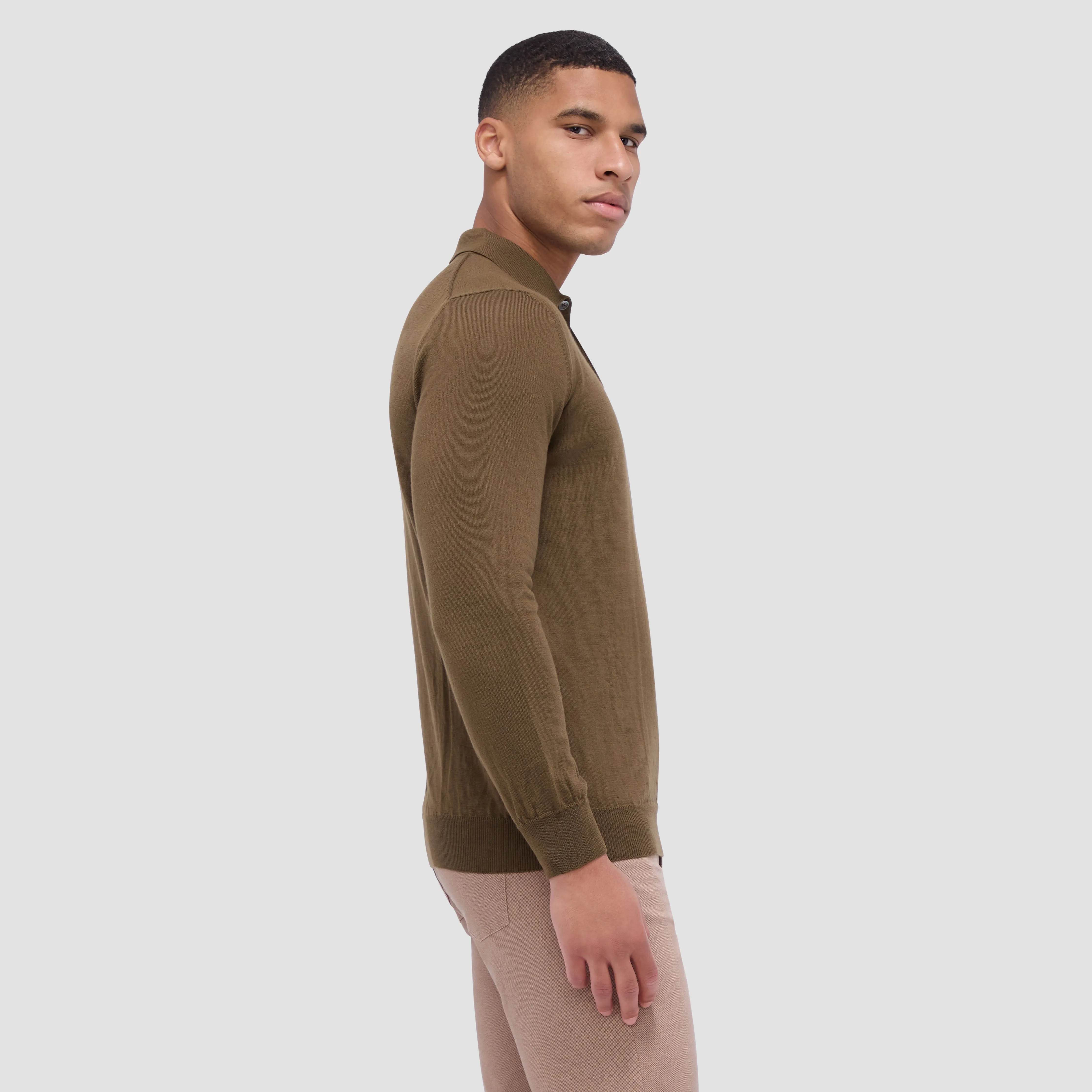 Super Merino Solid Polo Sweater sold by Bugatchi product image thumbnail 3