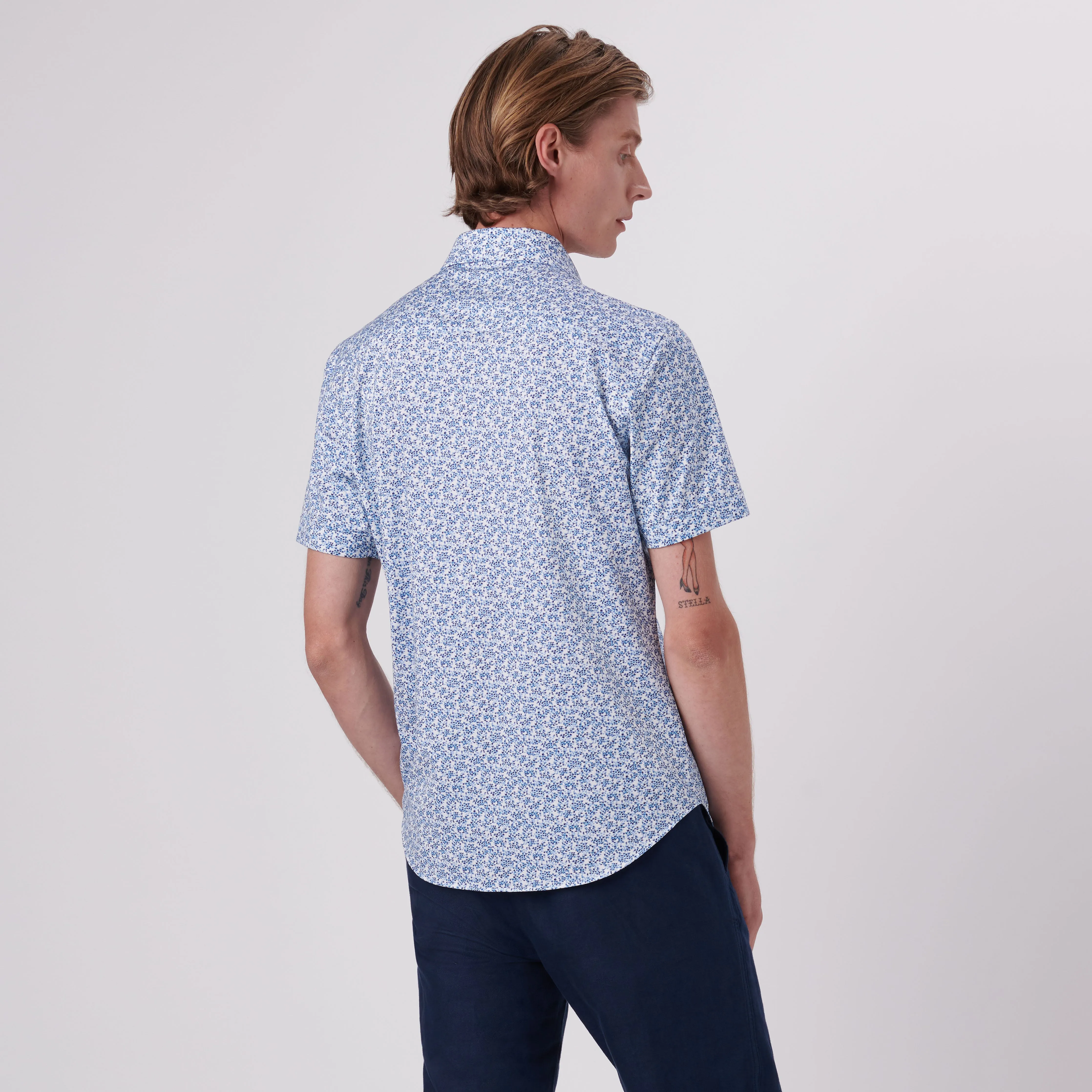 Miles Mini Floral Print OoohCotton Short Sleeve Shirt sold by Bugatchi product image thumbnail 4