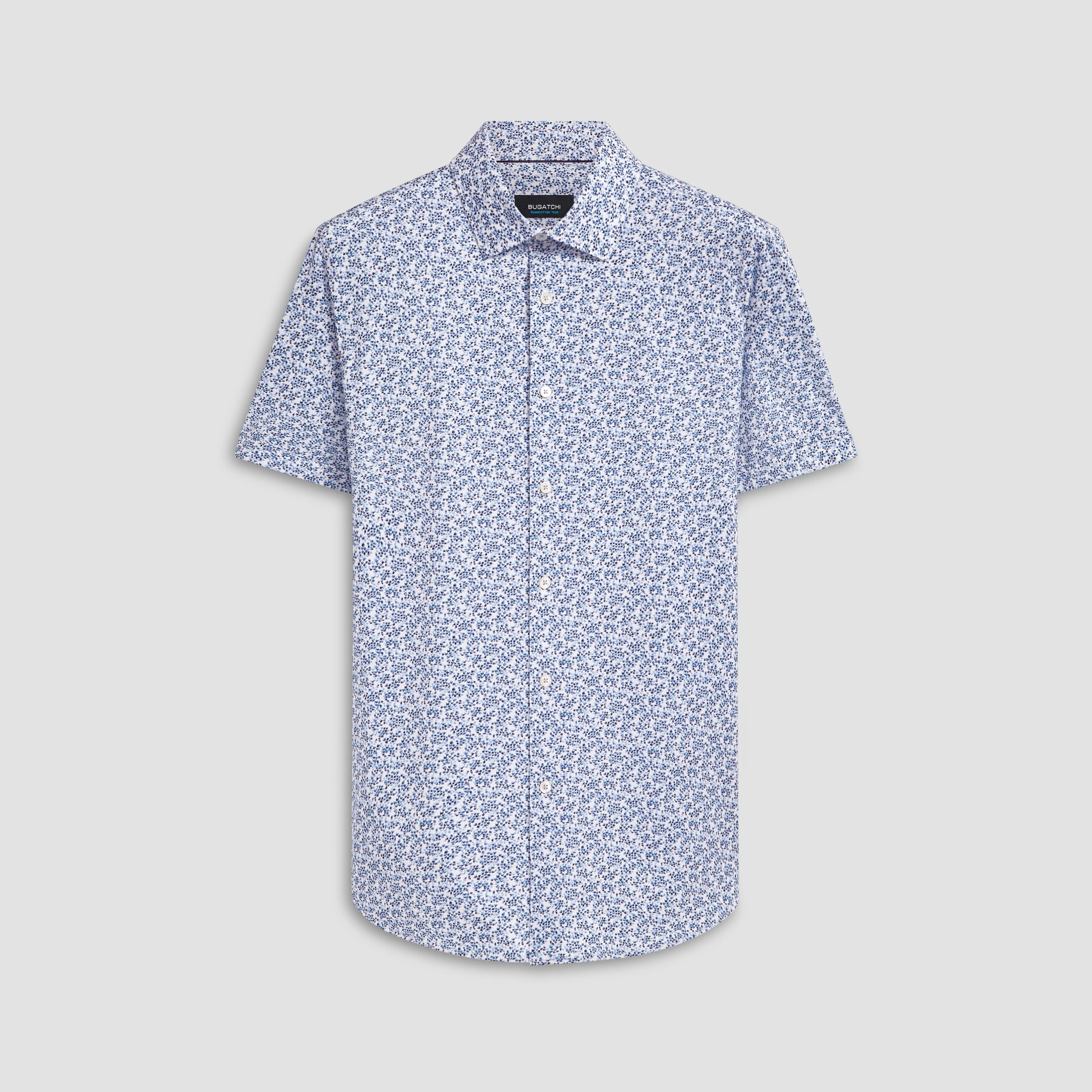 Miles Mini Floral Print OoohCotton Short Sleeve Shirt sold by Bugatchi