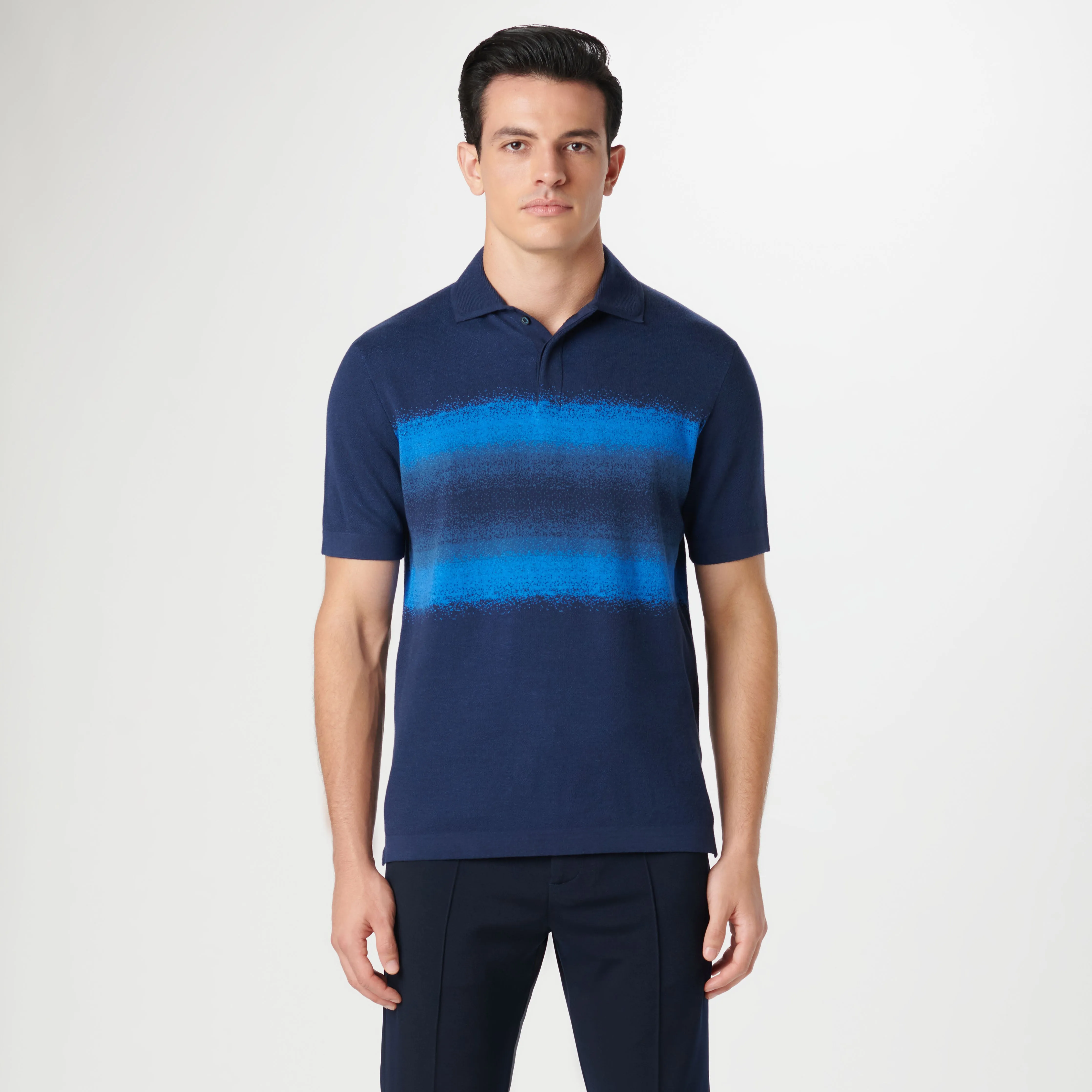 Ombre Stripe Short Sleeve Polo Sweater sold by Bugatchi product image thumbnail 3