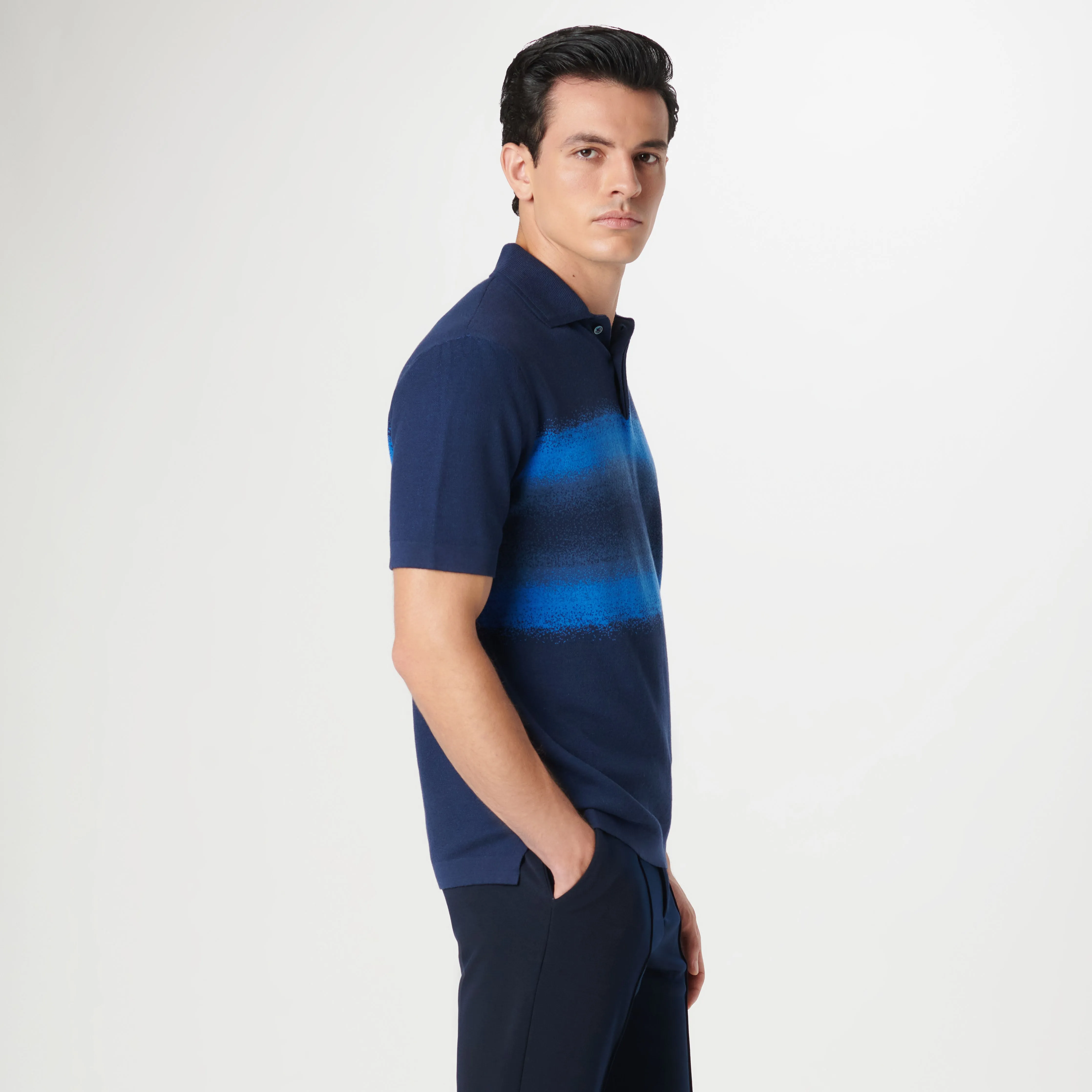 Ombre Stripe Short Sleeve Polo Sweater sold by Bugatchi product image thumbnail 4