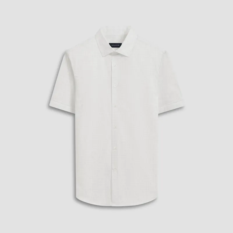 Miles Asymmetric Check OoohCotton Short Sleeve Shirt sold by Bugatchi