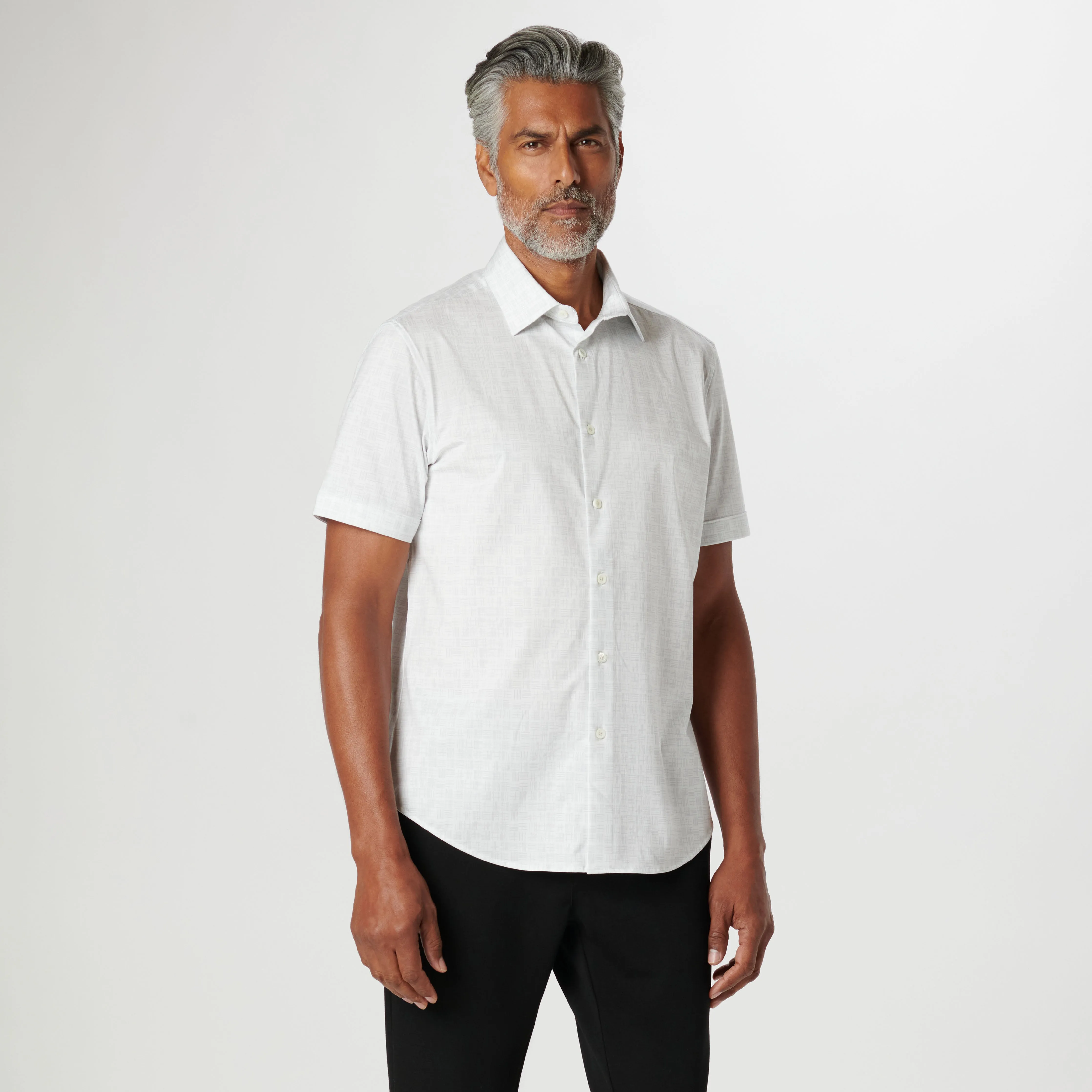 Miles Asymmetric Check OoohCotton Short Sleeve Shirt sold by Bugatchi product image thumbnail 2
