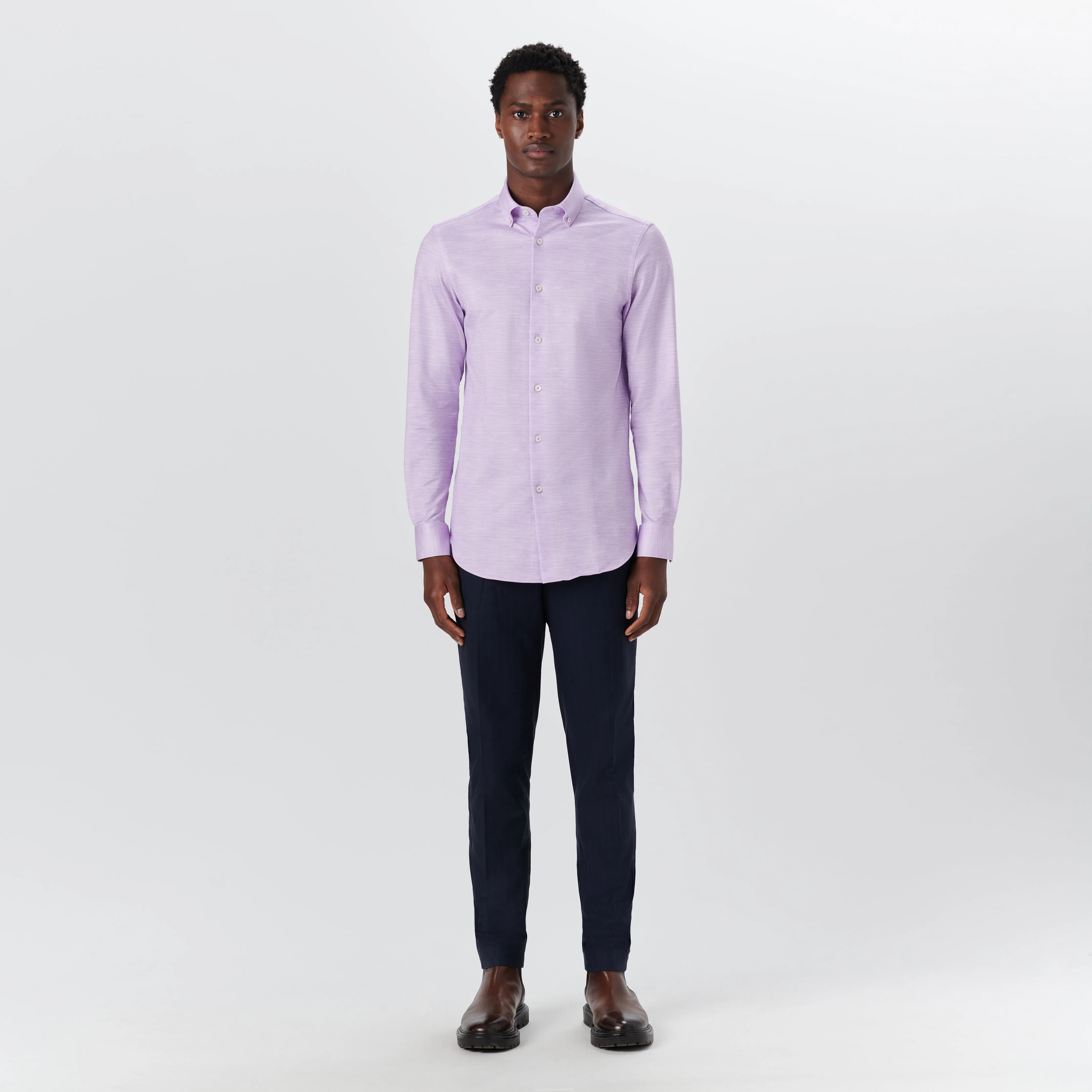 JAMES Striated OoohCotton Twill Shirt sold by Bugatchi product image thumbnail 5