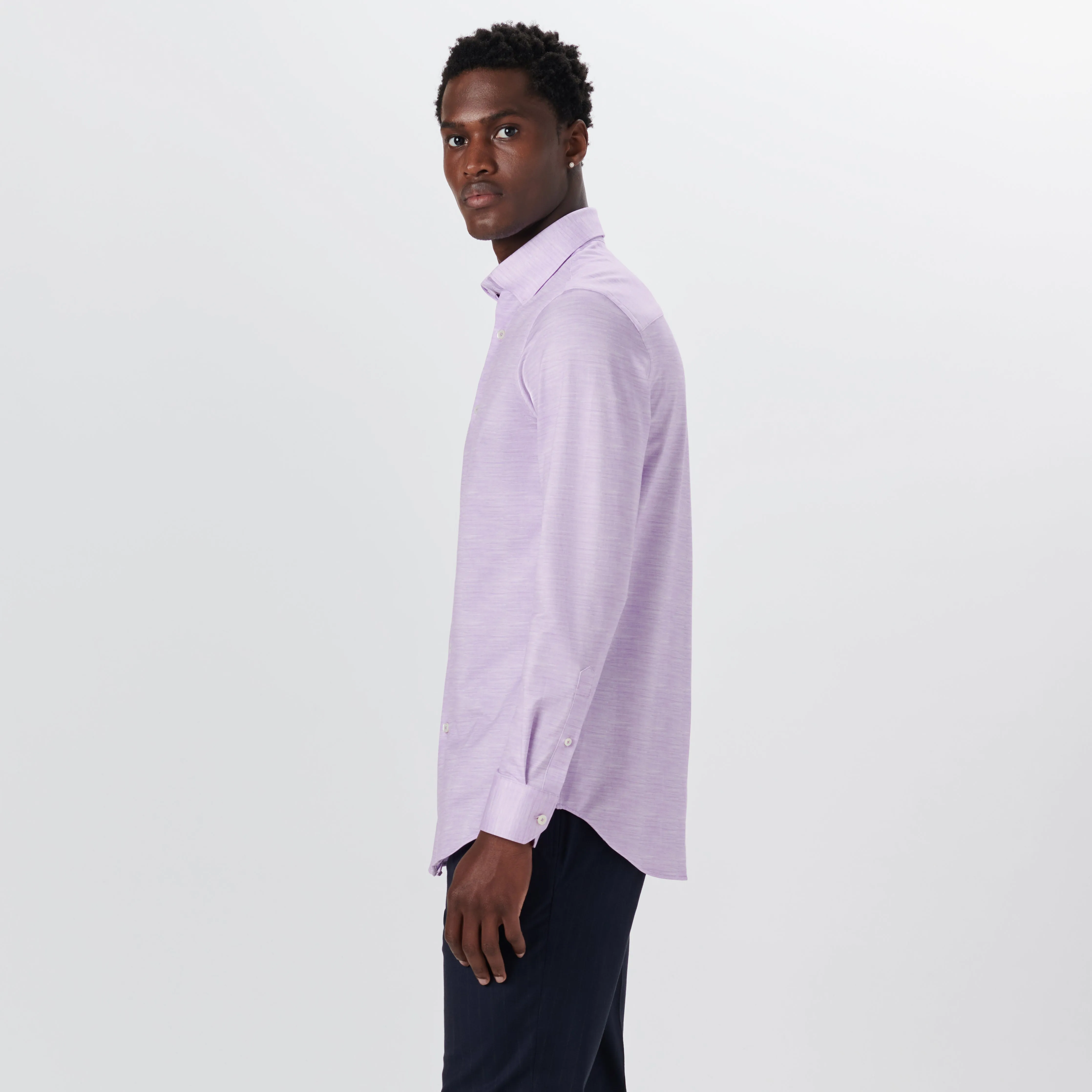 JAMES Striated OoohCotton Twill Shirt sold by Bugatchi product image thumbnail 3