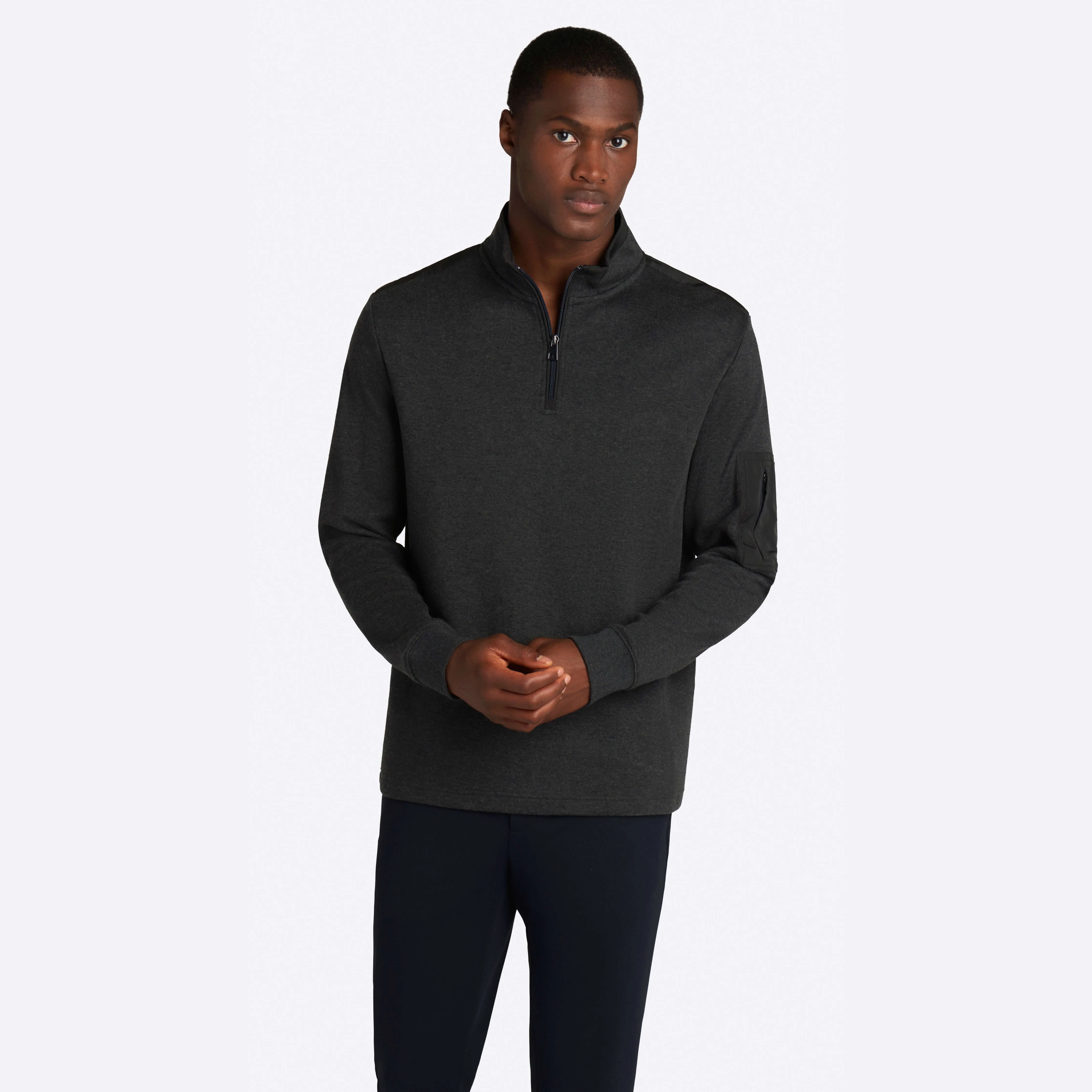 Heather Quarter Zip Mock Neck Pullover sold by Bugatchi product image thumbnail 3