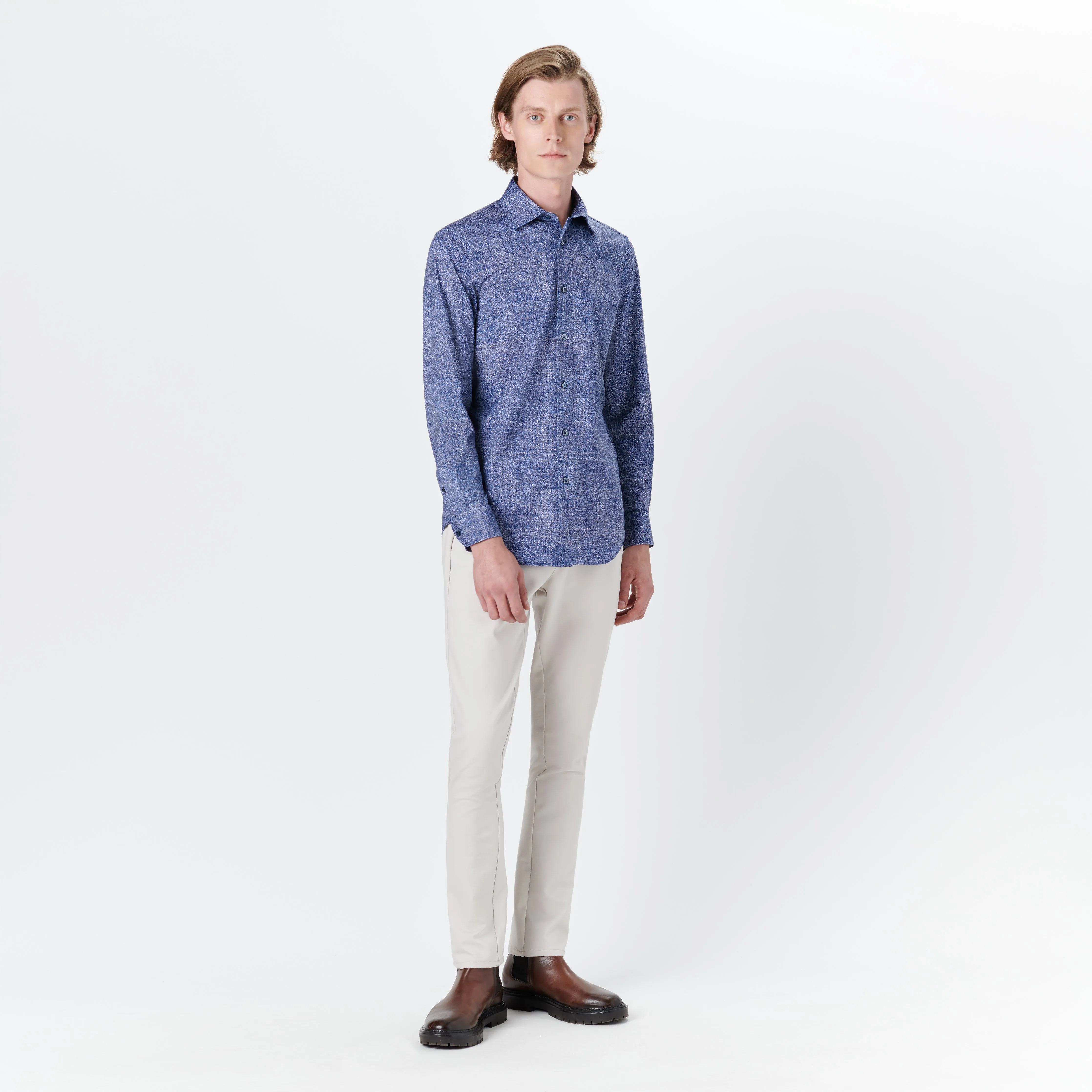 JAMES Chambray Print OoohCotton Shirt sold by Bugatchi product image thumbnail 5