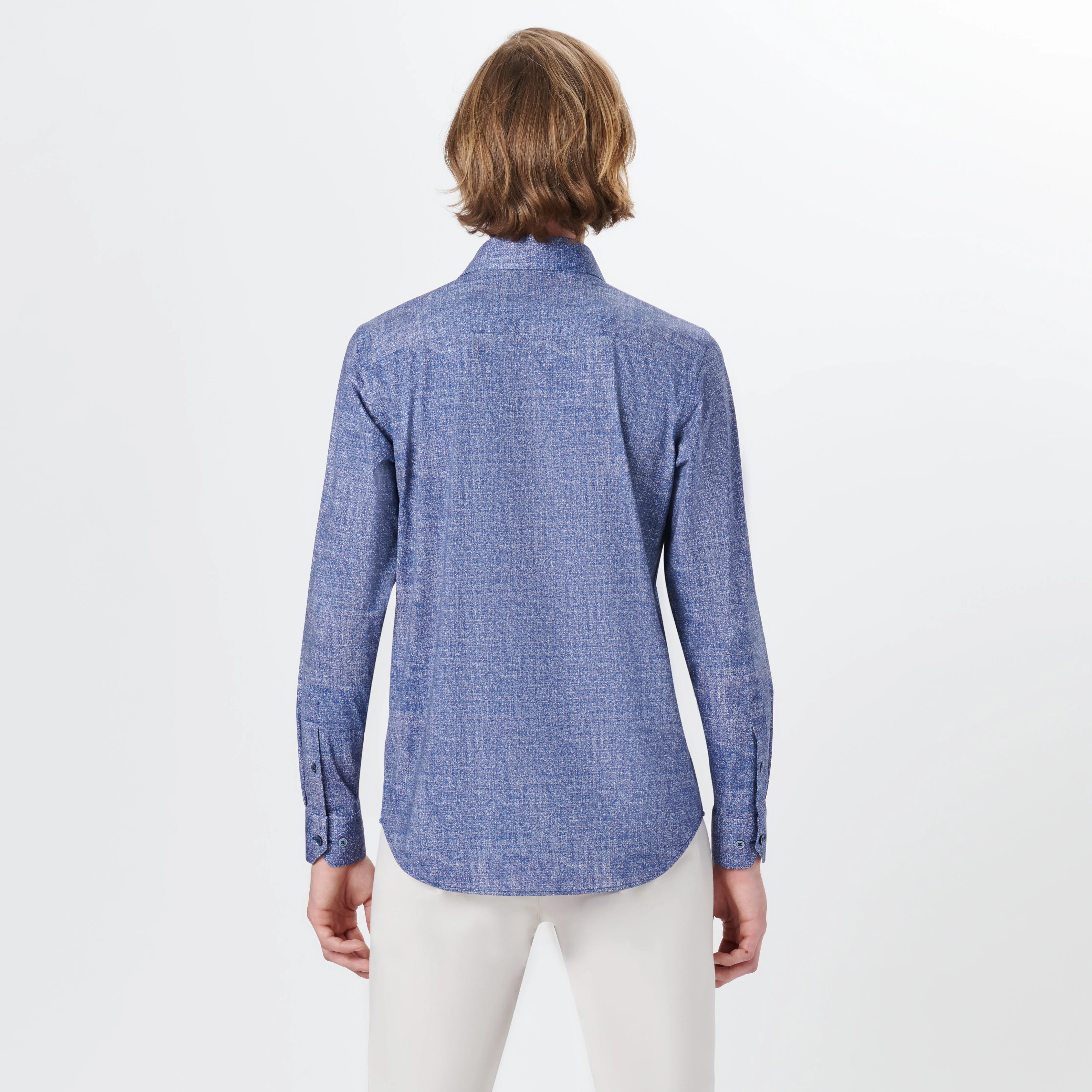 JAMES Chambray Print OoohCotton Shirt sold by Bugatchi product image thumbnail 4