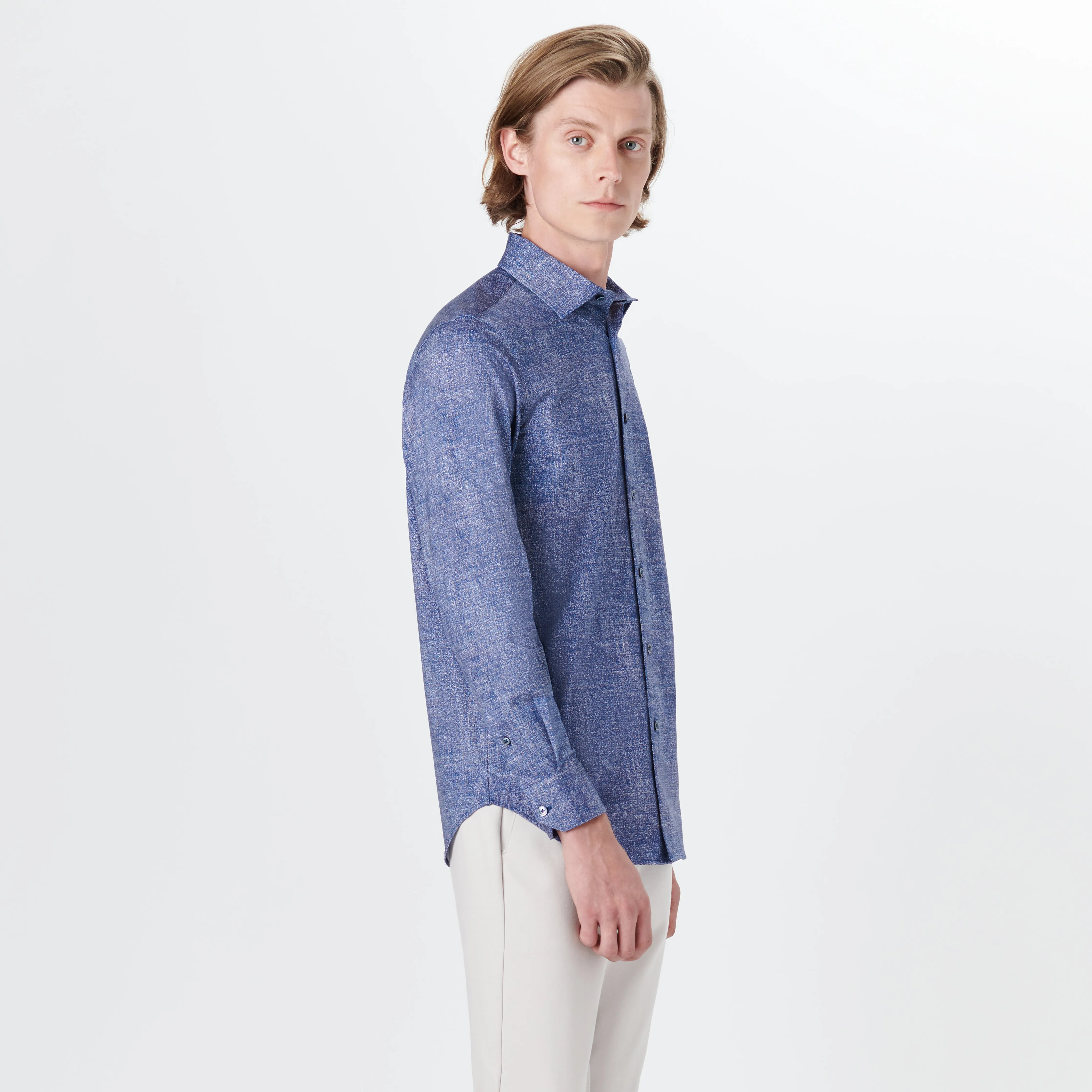 JAMES Chambray Print OoohCotton Shirt sold by Bugatchi product image thumbnail 3