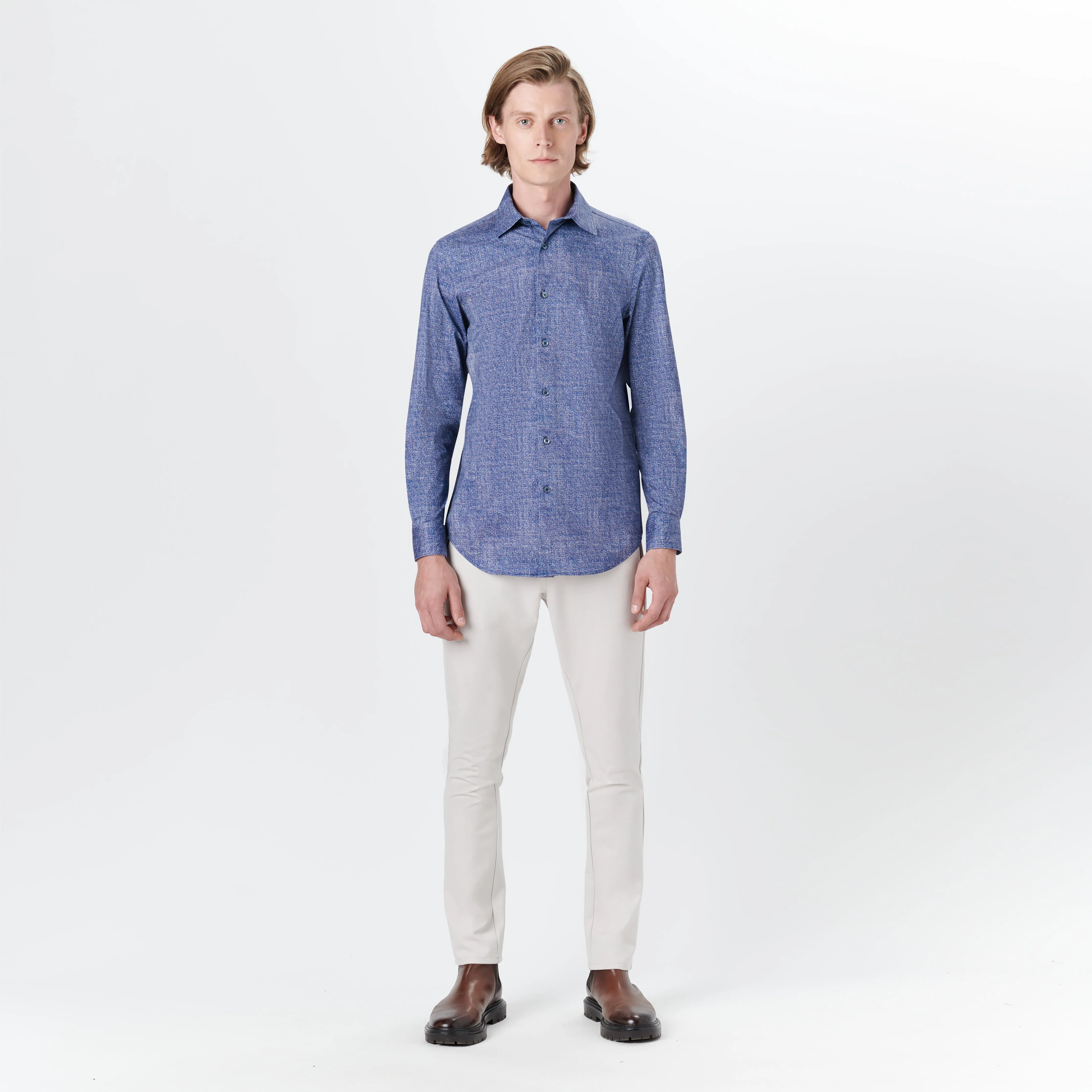 JAMES Chambray Print OoohCotton Shirt sold by Bugatchi product image thumbnail 2
