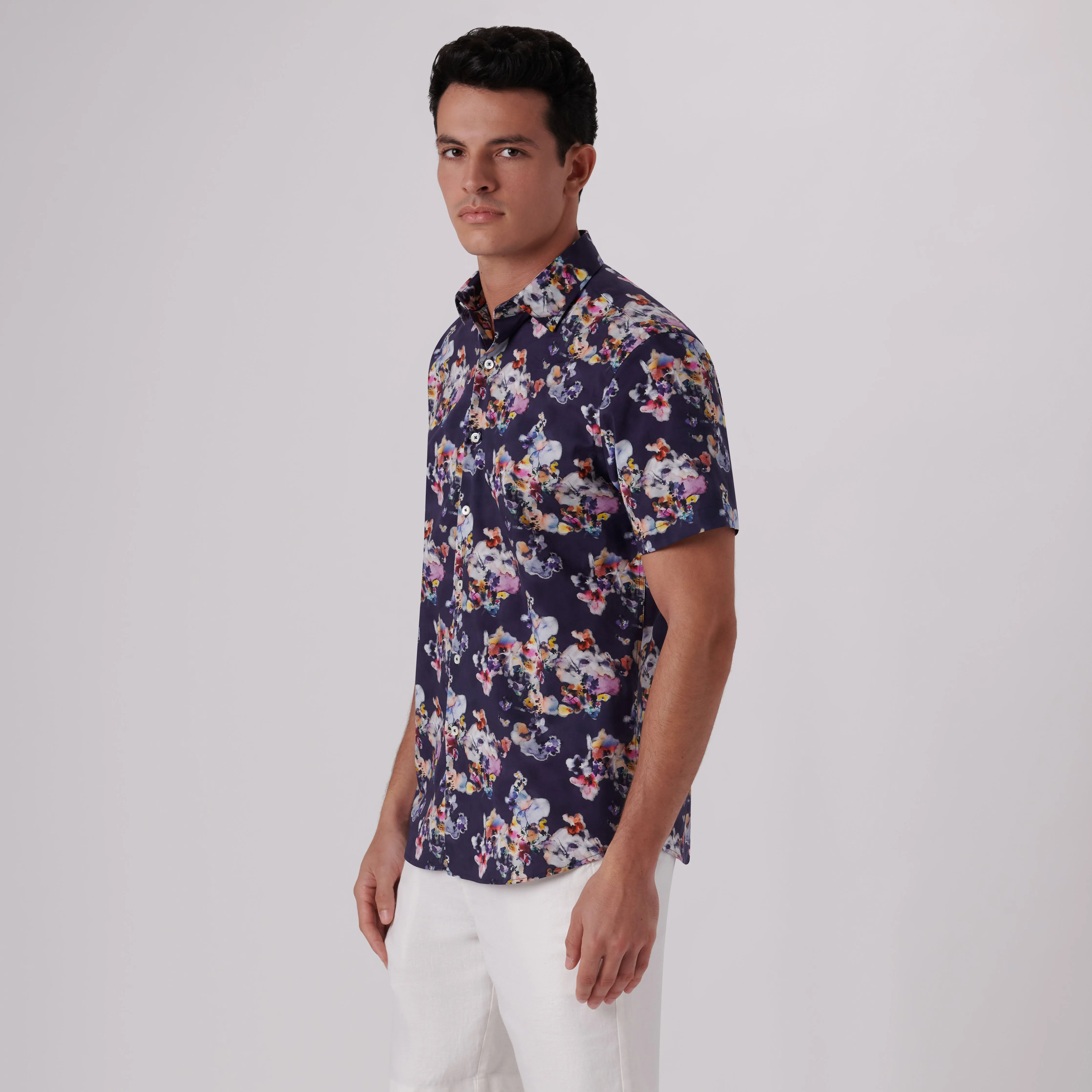 Orson Watercolor Print Short Sleeve Shirt sold by Bugatchi product image thumbnail 3