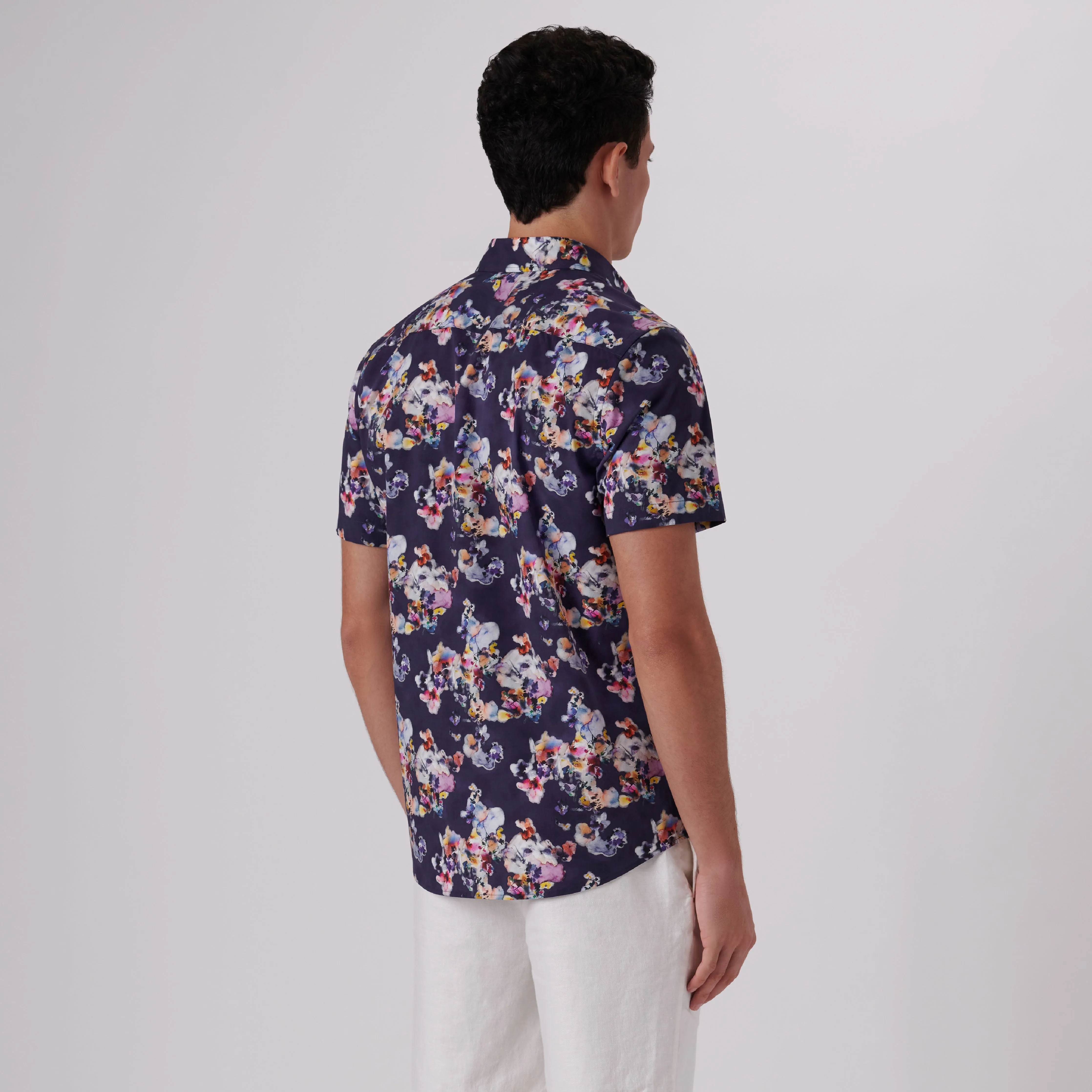 Orson Watercolor Print Short Sleeve Shirt sold by Bugatchi product image thumbnail 4