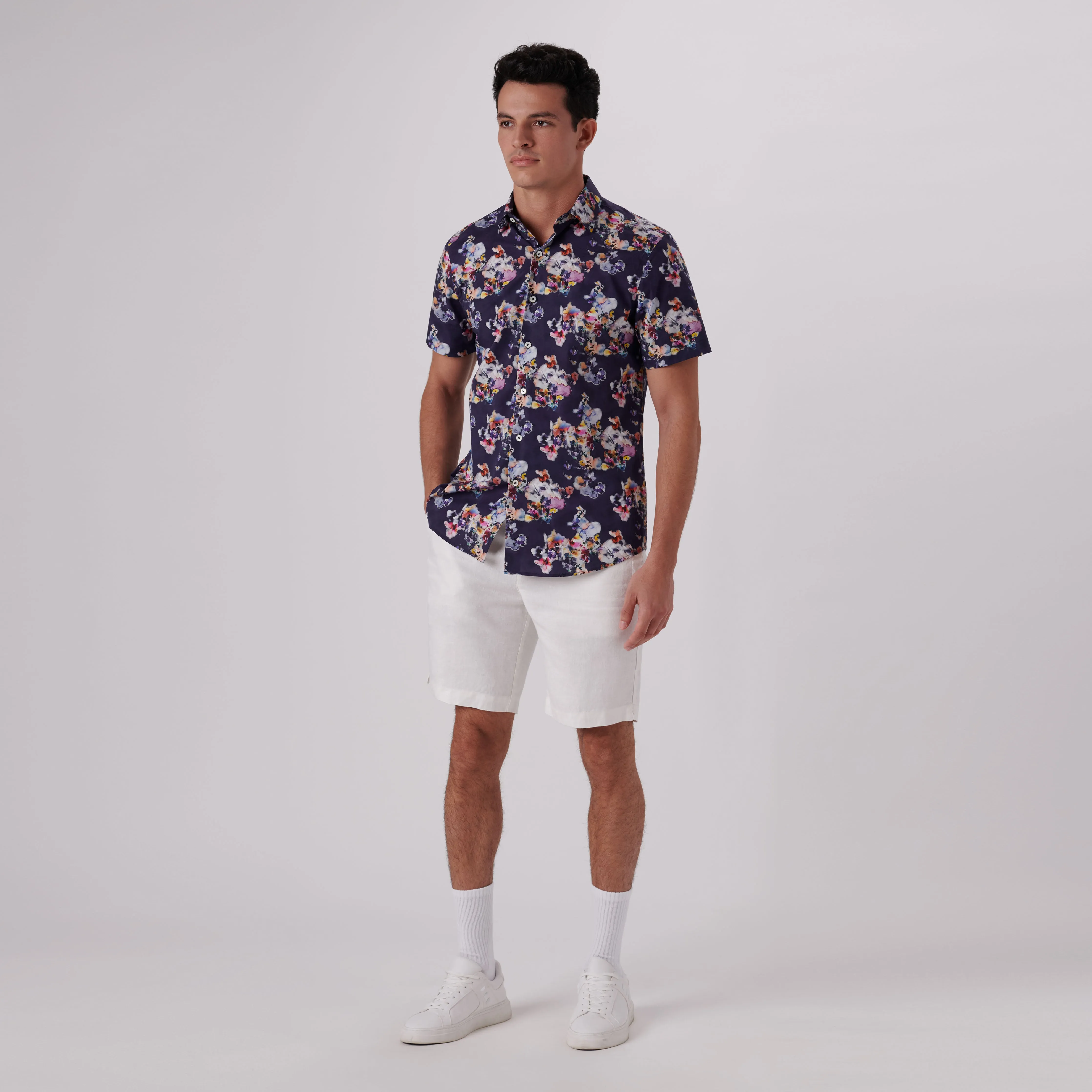 Orson Watercolor Print Short Sleeve Shirt sold by Bugatchi product image thumbnail 5
