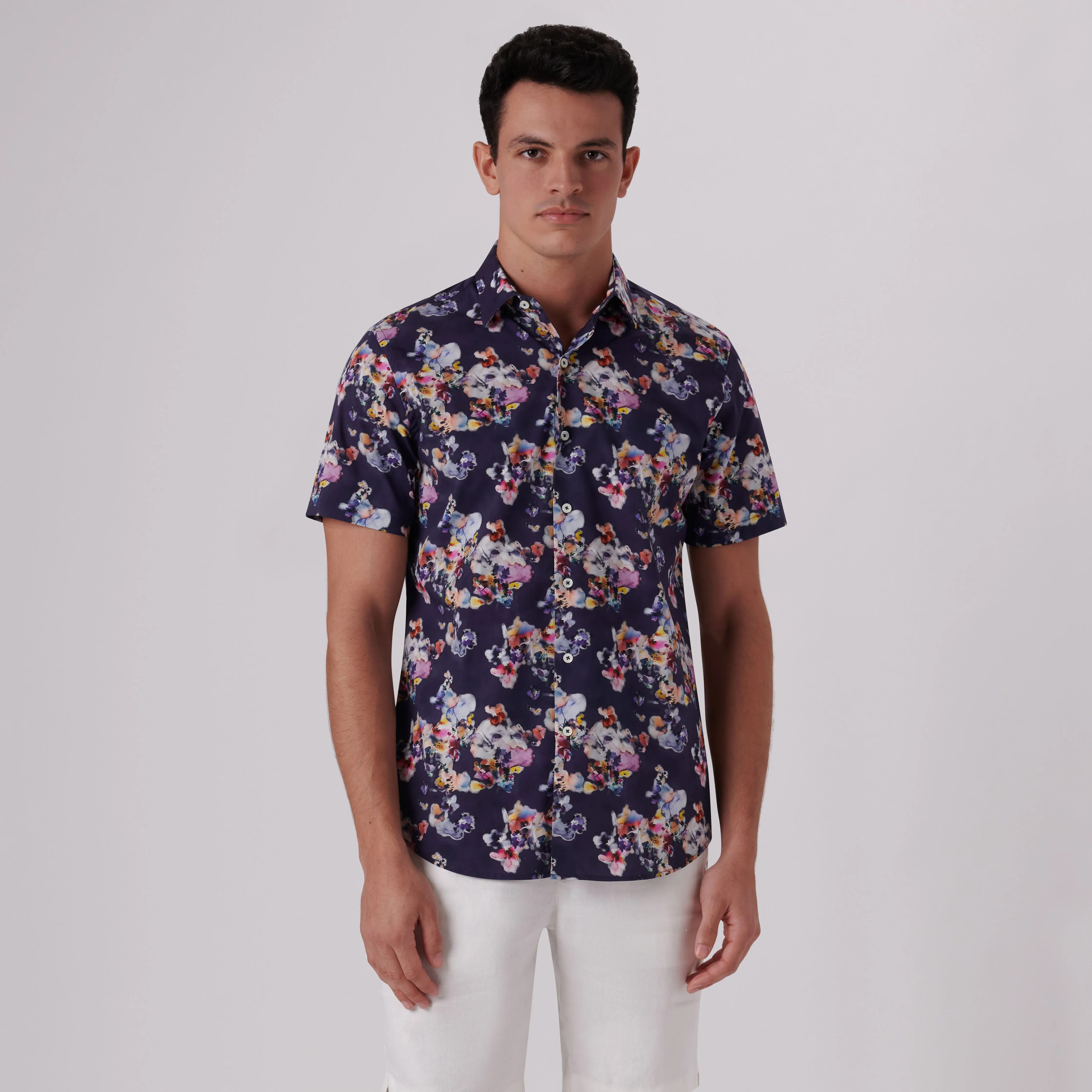 Orson Watercolor Print Short Sleeve Shirt sold by Bugatchi product image thumbnail 2