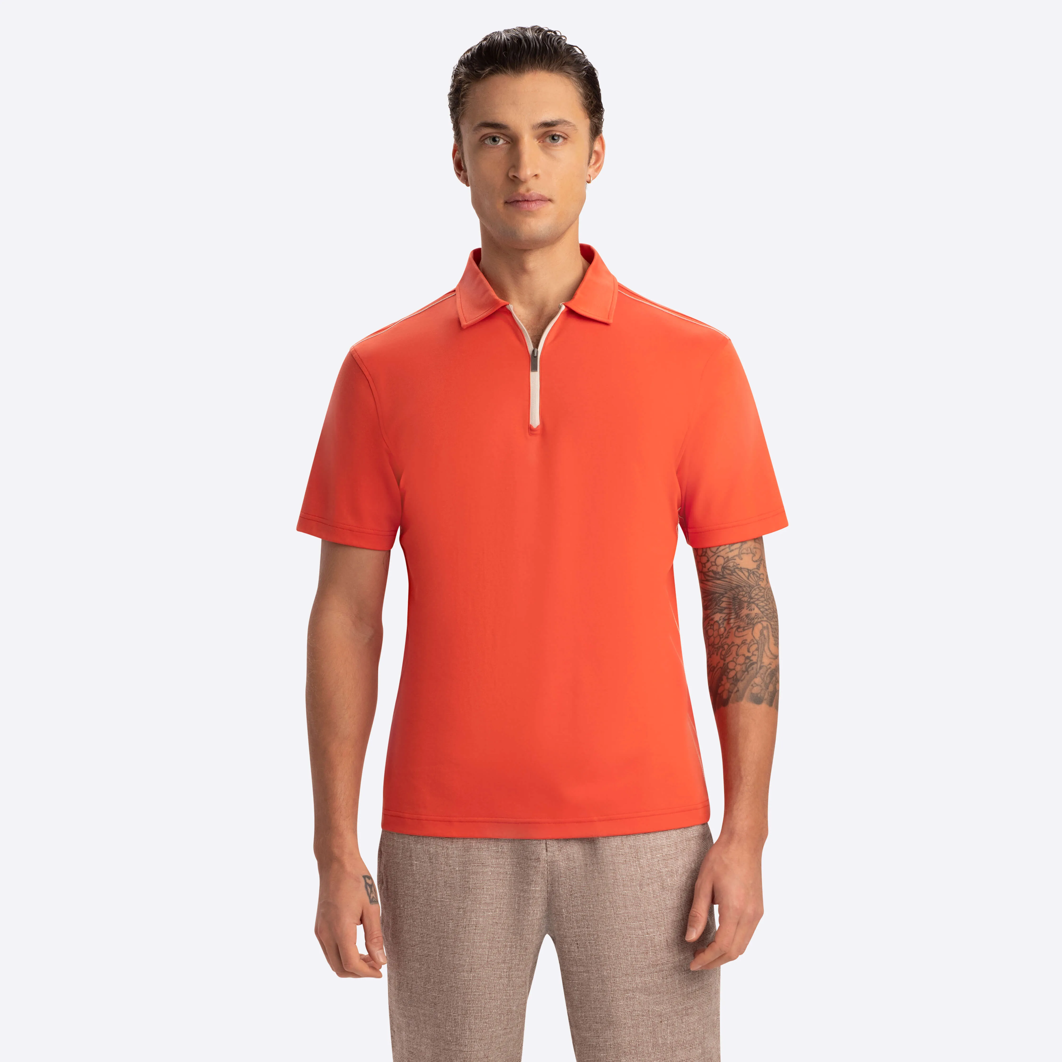 Short Sleeve Quarter Zip Polo sold by Bugatchi product image thumbnail 2