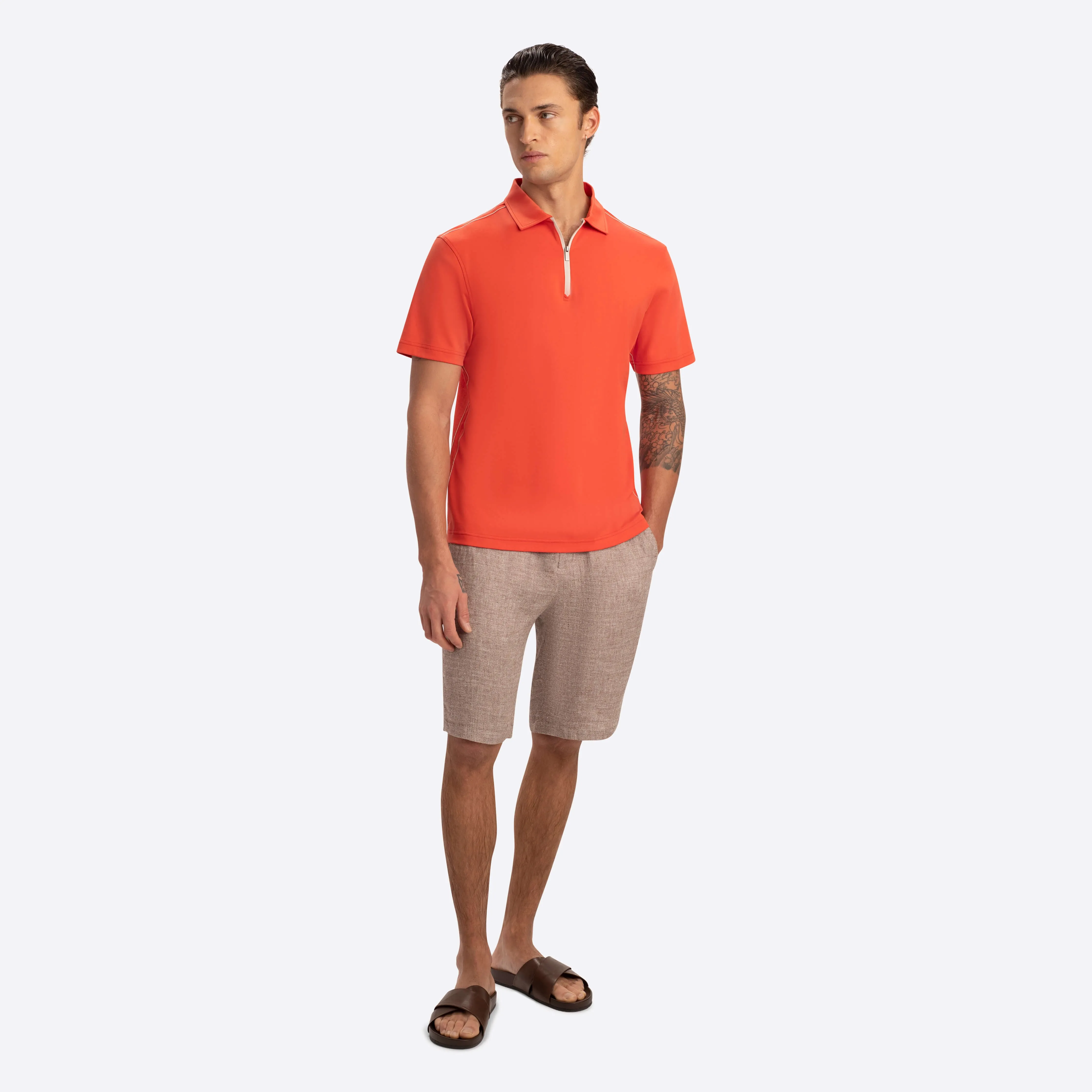 Short Sleeve Quarter Zip Polo sold by Bugatchi product image thumbnail 5