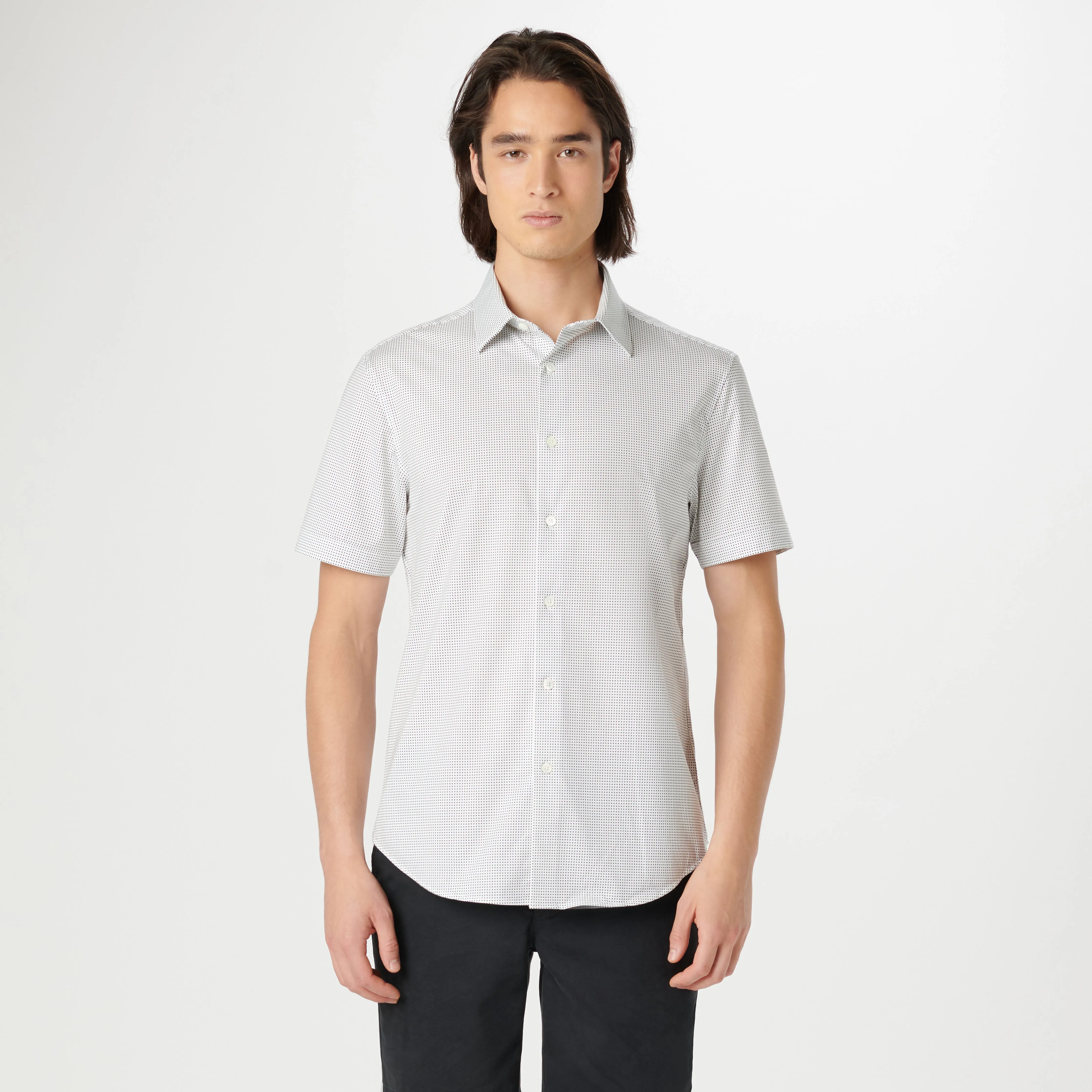 Miles Pin Dot OoohCotton Short Sleeve Shirt sold by Bugatchi product image thumbnail 2