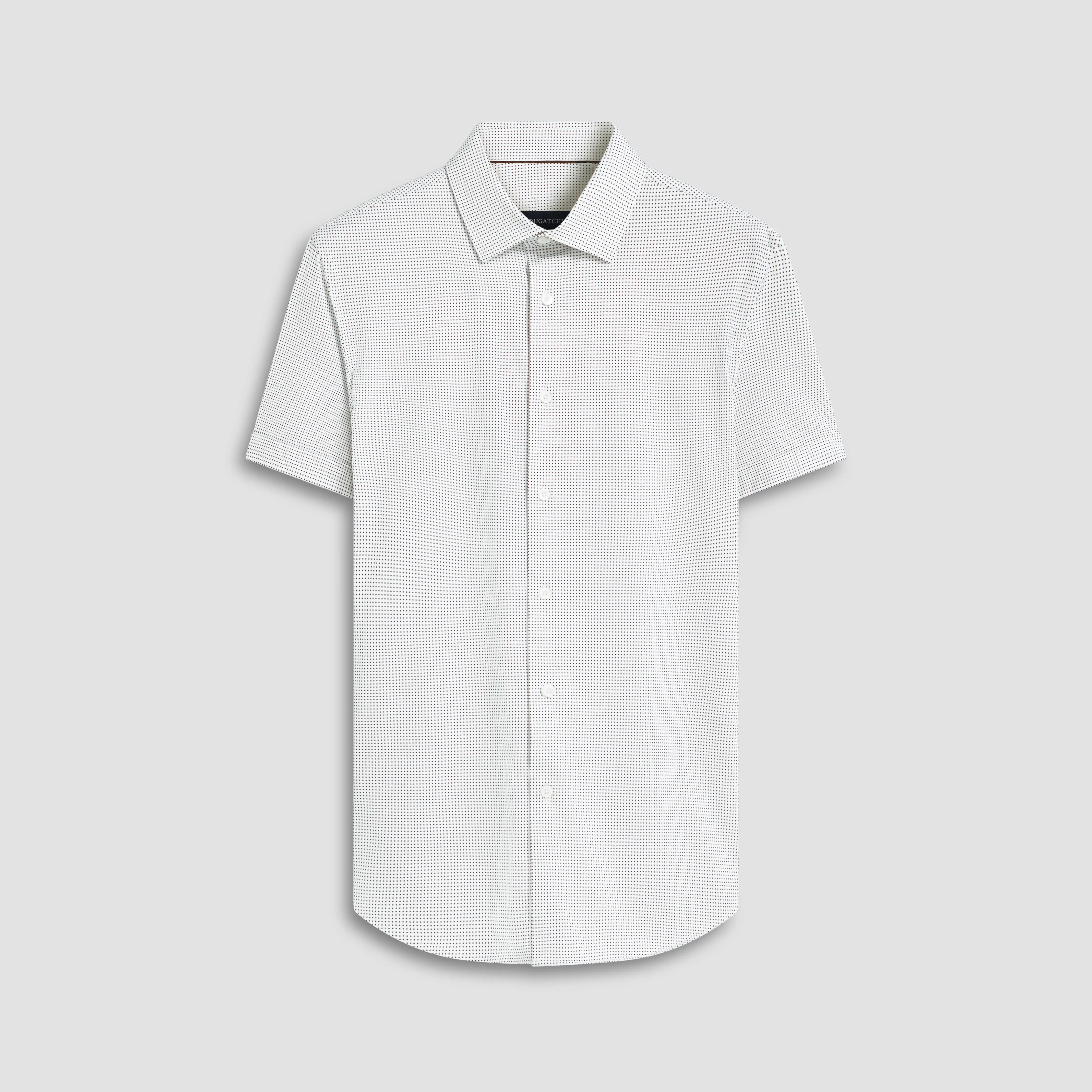 Miles Pin Dot OoohCotton Short Sleeve Shirt sold by Bugatchi